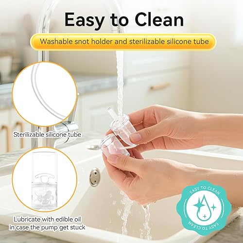 Miniatura 4 de Aspirador nasal para limpieza de nariz para bebés y niños pequeños con bomba de mano y punta no invasiva para una succión rápida y silenciosa, marca