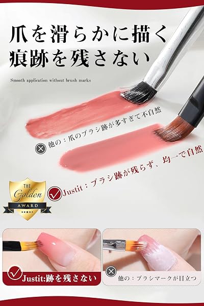 Justit ジェルネイル ブラシ セット ジェルネイル 筆 ペン セット キャップ付き ネイルアートブラシ 筆 蓋付き 初心者·10本セット·プロ仕様/セルフキット - 4