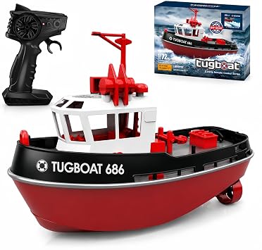 قارب RC، قاطرة RC 1/72 للمسابح والبحيرات، قارب تحكم عن بعد عالي السرعة بتردد 2.4 جيجاهرتز مع أضواء LED وإنذار البطارية المنخفضة للمراهقين والبالغين