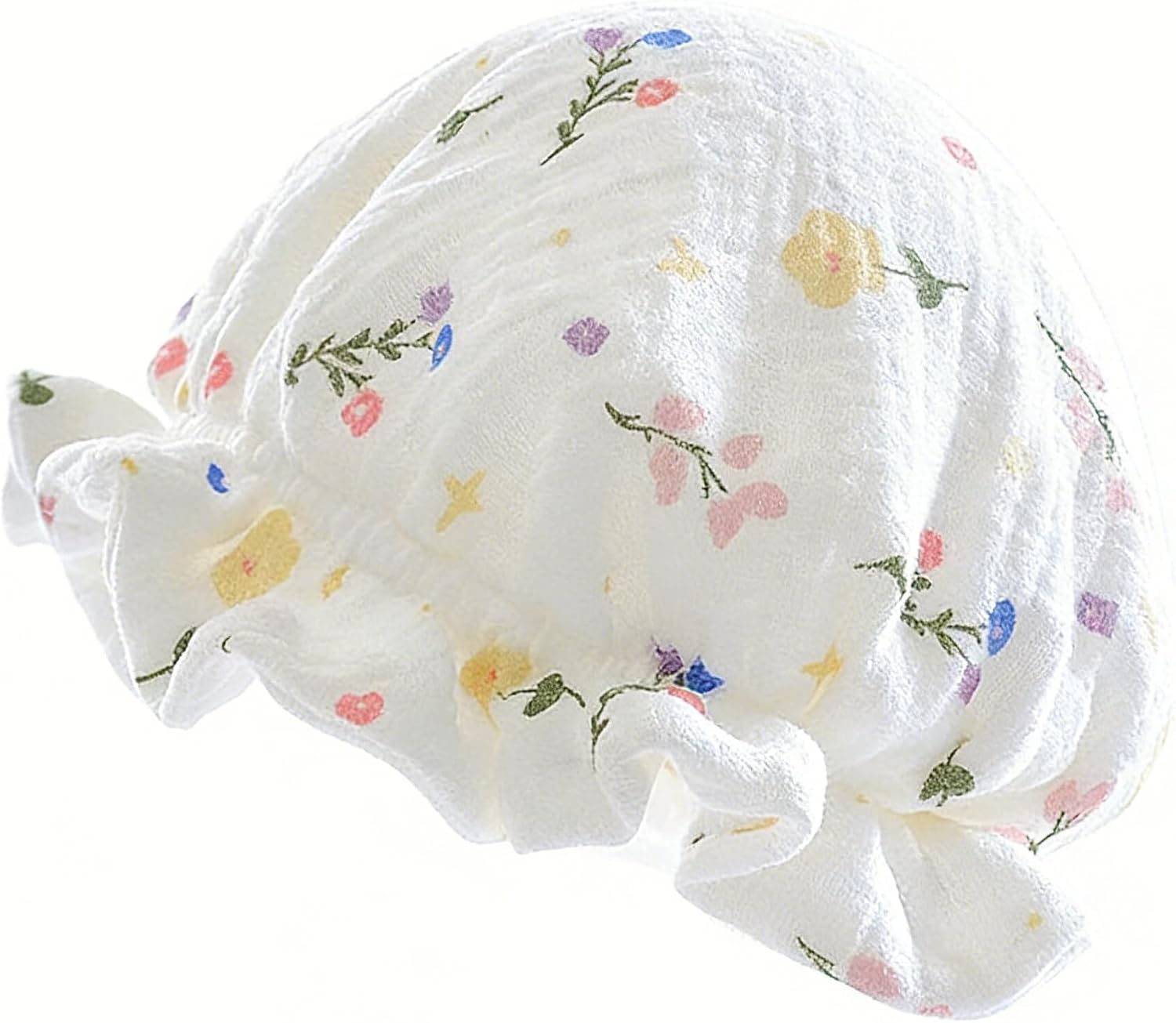 Babygirl Soft Cotton Flower-Print Muslin-Bonnet Summer Sun Protection Hat for Newborn Infant 3-8 M