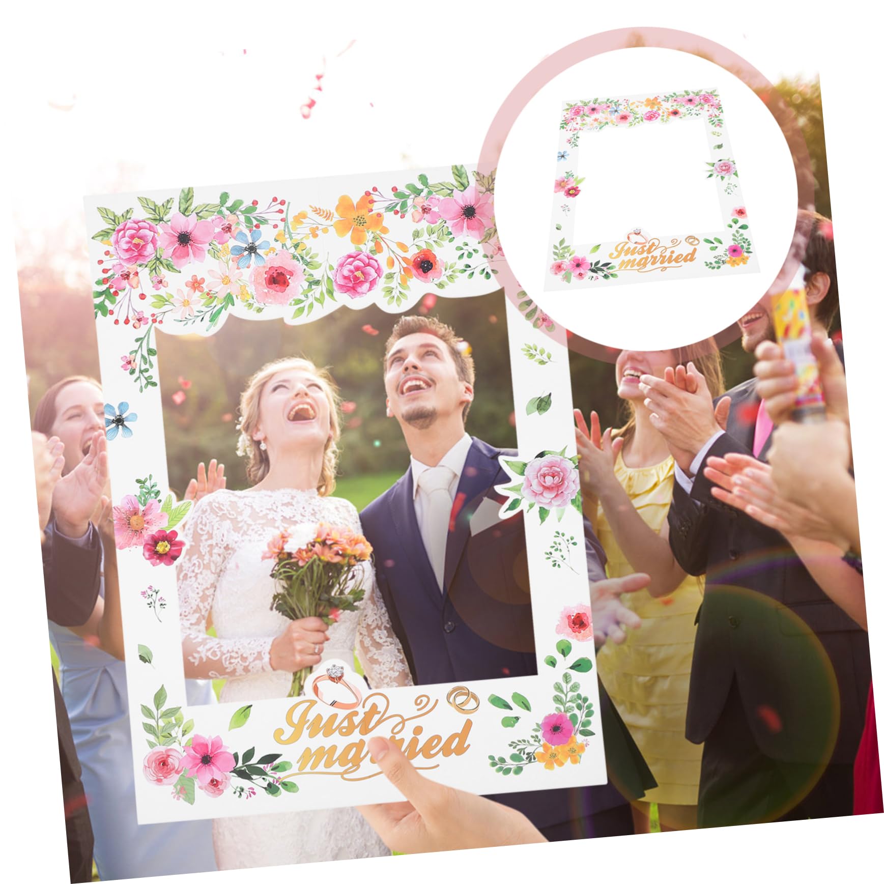 2stücke Blumenmuster Papier Foto-Rahmen Romantische Foto-Requisiten Für Hochzeiten Party-Dekorationen Kreative Selfie-Accessoires Langlebig Für Unvergessliche Momente