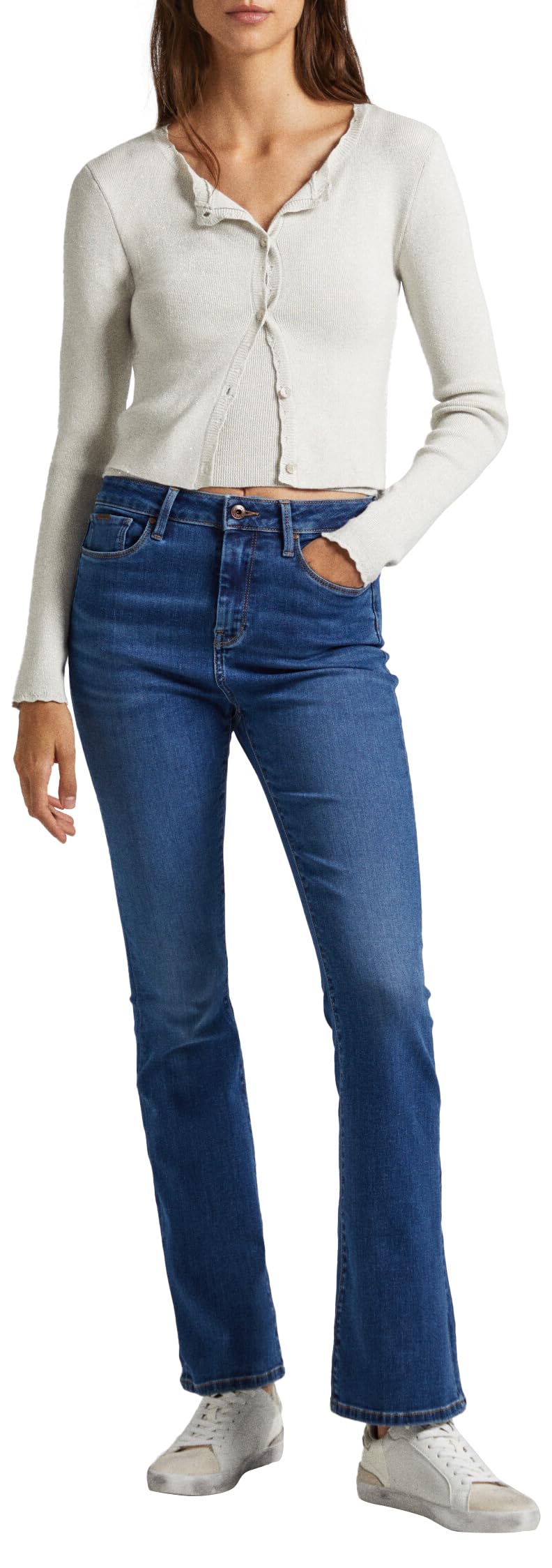 Pepe Jeans Women's Skinny Fit Flare Uhw Jeans, Blue (Denim-GX6), 32W / 32L