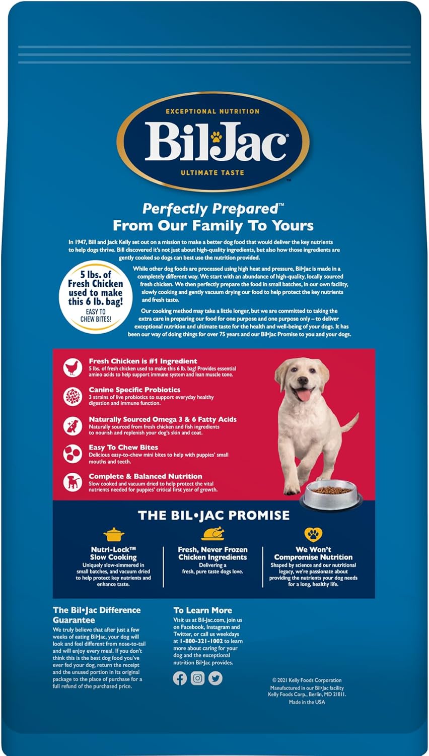 Bil-Jac Puppy Select Dry Dog Food, Made with Real Chicken, 6lb (2-Pack)