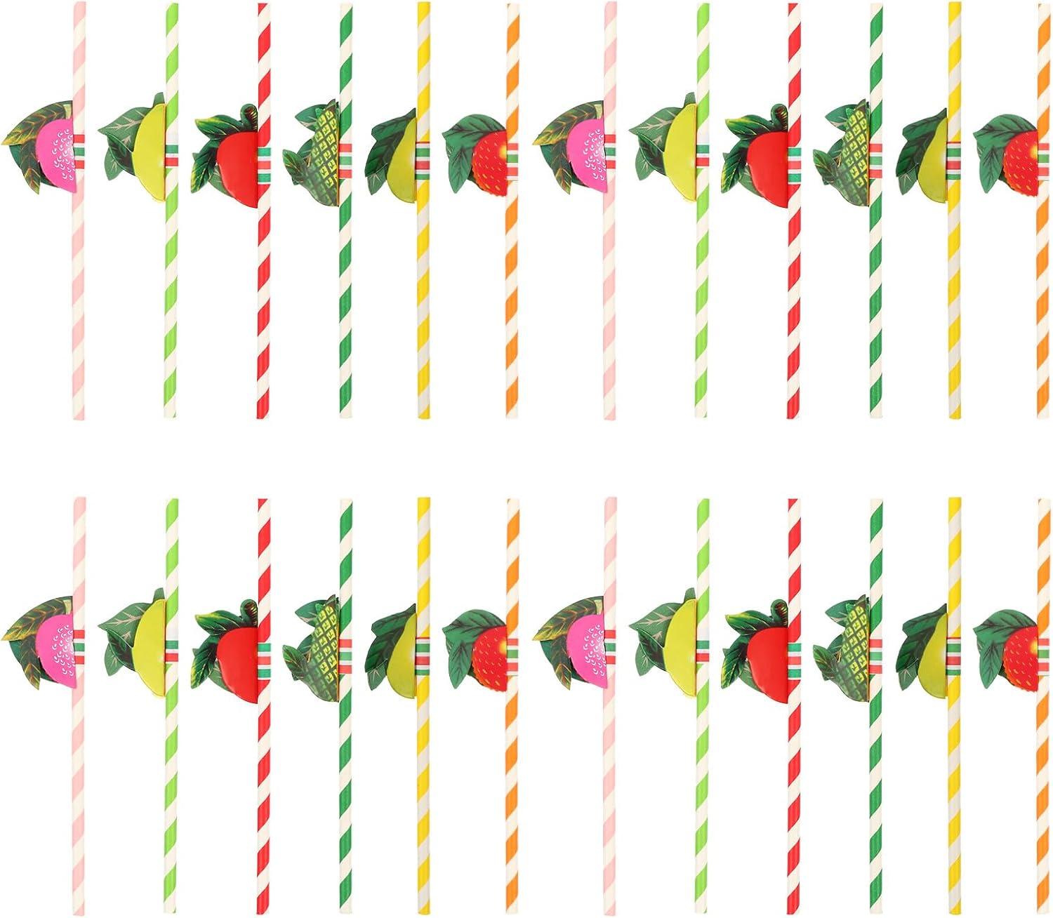 Fruit Shape Paper Drinking Straws 50pcs Hawaii Disposable Paper Straws for Party Decorations Exotic Drink Supplies Style
