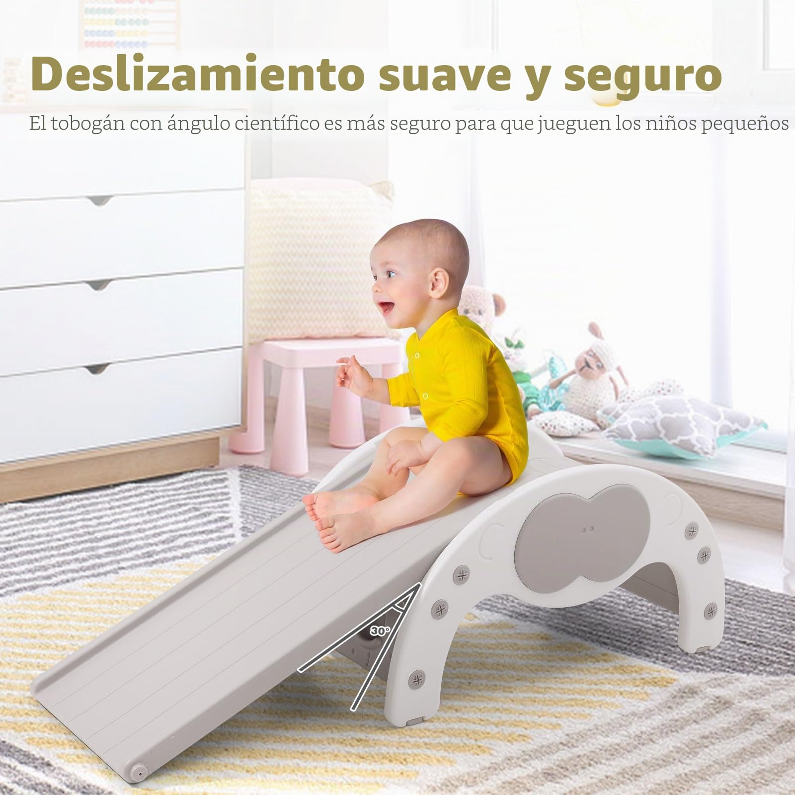 Estructura para trepar con 2 Tablas para trepar de Doble Cara, tobogán Infantil 3 en 1, Parque Infantil Interiores para bebés, Set de Escalada, Gris | Marco de escalada con 2 tablas de escalada de doble cara, parque infantil, plegable, seguro