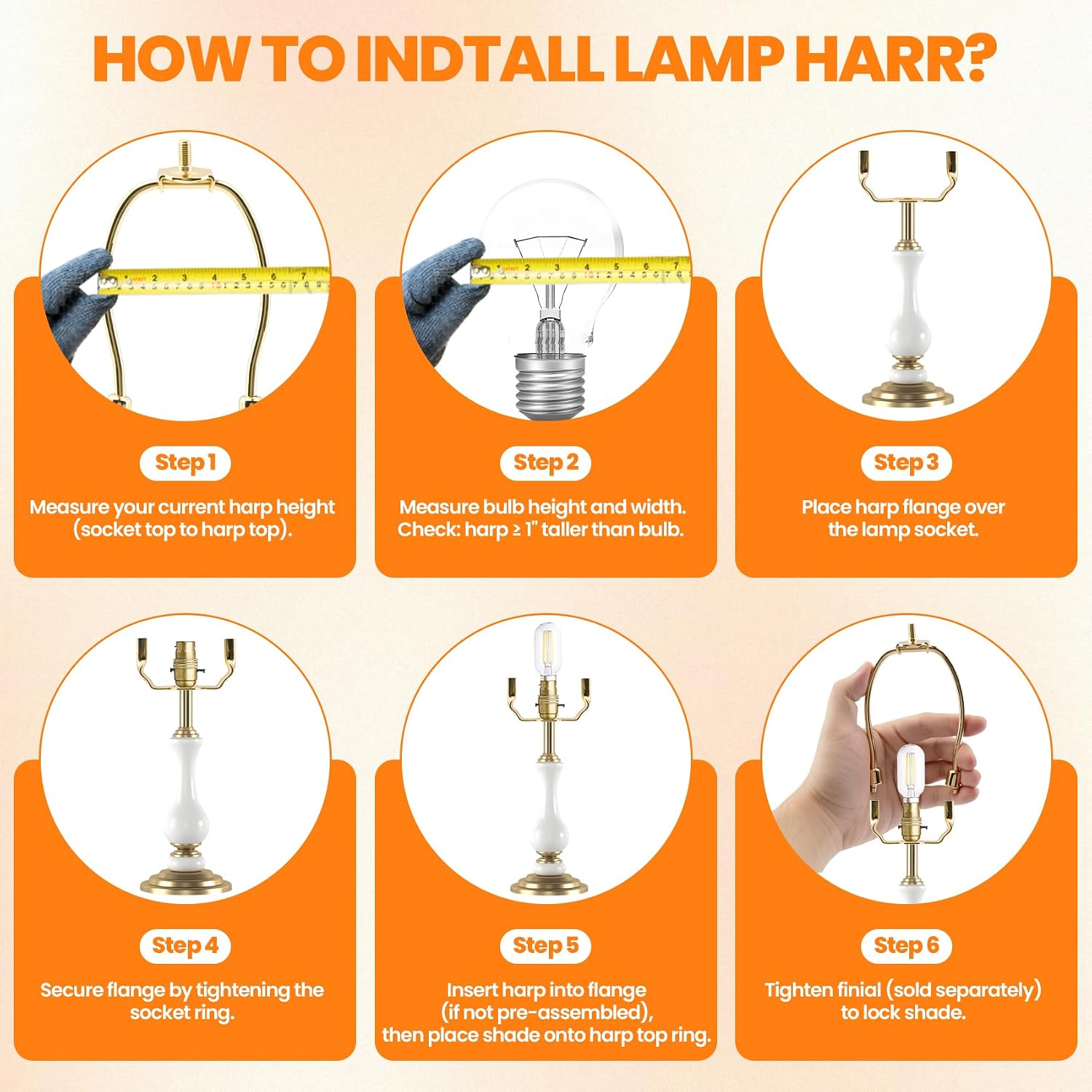 5 Inch Small Lamp Harp Fitter