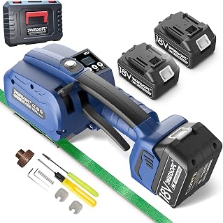 SWANSOFT Electric Strapping Tool, 3200N Adjustable Tension Electric Strapping Machine for 0.51" - 0.63" PP/PET Straps 18V 2x4Ah Battery Powered Automatic Banding Tool, with Plastic Case - SST-320B | Banding machine for 0.51" - 0.63" PP/PET Straps 18V 2x4Ah Battery Powered Automatic Banding Tool, with Plastic Case