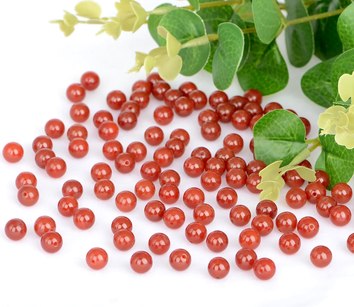 10mm 100pcs Natural Stone Beads Carnelian Round Genuine Stone Beading Loose Gemstone Hole Size 1mm DIY Charm Smooth Beads for Bracelet Necklace Earrings (Carnelian 10mm) - Image 3