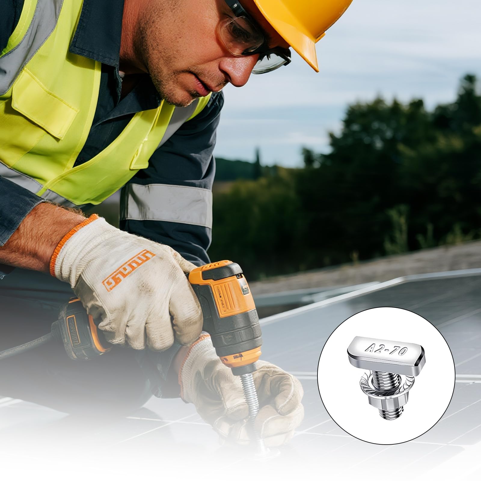 Lot de 30 Vis à Tête Marteau M10x25mm, Boulons en Inox A2-70 avec Contre-Écrous Crantés pour Rail T-Nut Profilé Alu Serre et Support PV