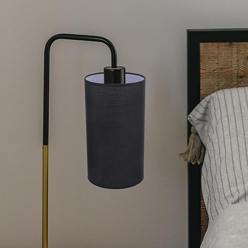 Miniatura 2 de Angoily Pantalla de lámpara cilíndrica de tambor, pantalla de tela con clip, cubierta de luz E27, repuesto para lámpara de mesa (negro)