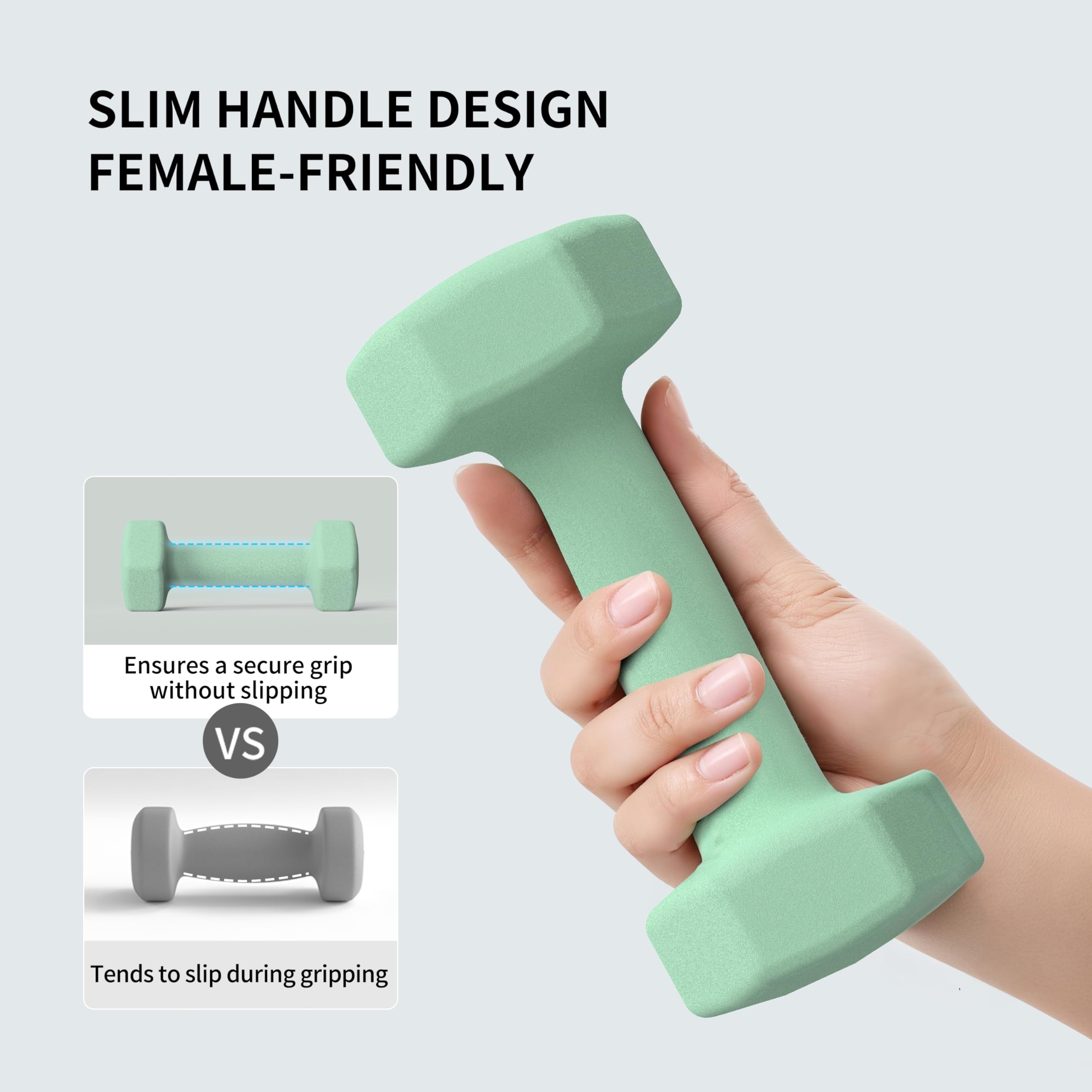 PROIRON Hex Neopren Hanteln, Frauen Hanteln set Anti-Rutsch kurzhanteln für Fitnessstudio Heimübung Arm Hand (1-10Kg, 2er-Set)