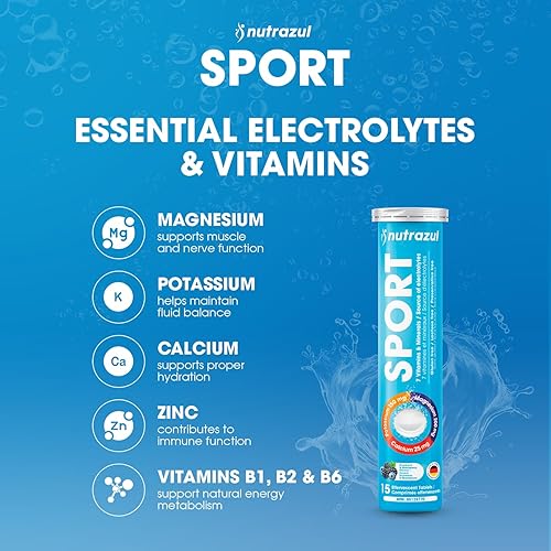 Miniatura 4 de nutrazul Tabletas efervescentes deportivas  Soporte de electrolitos y músculos  7 vitaminas y minerales para hidratación y energía  Sin cafeína