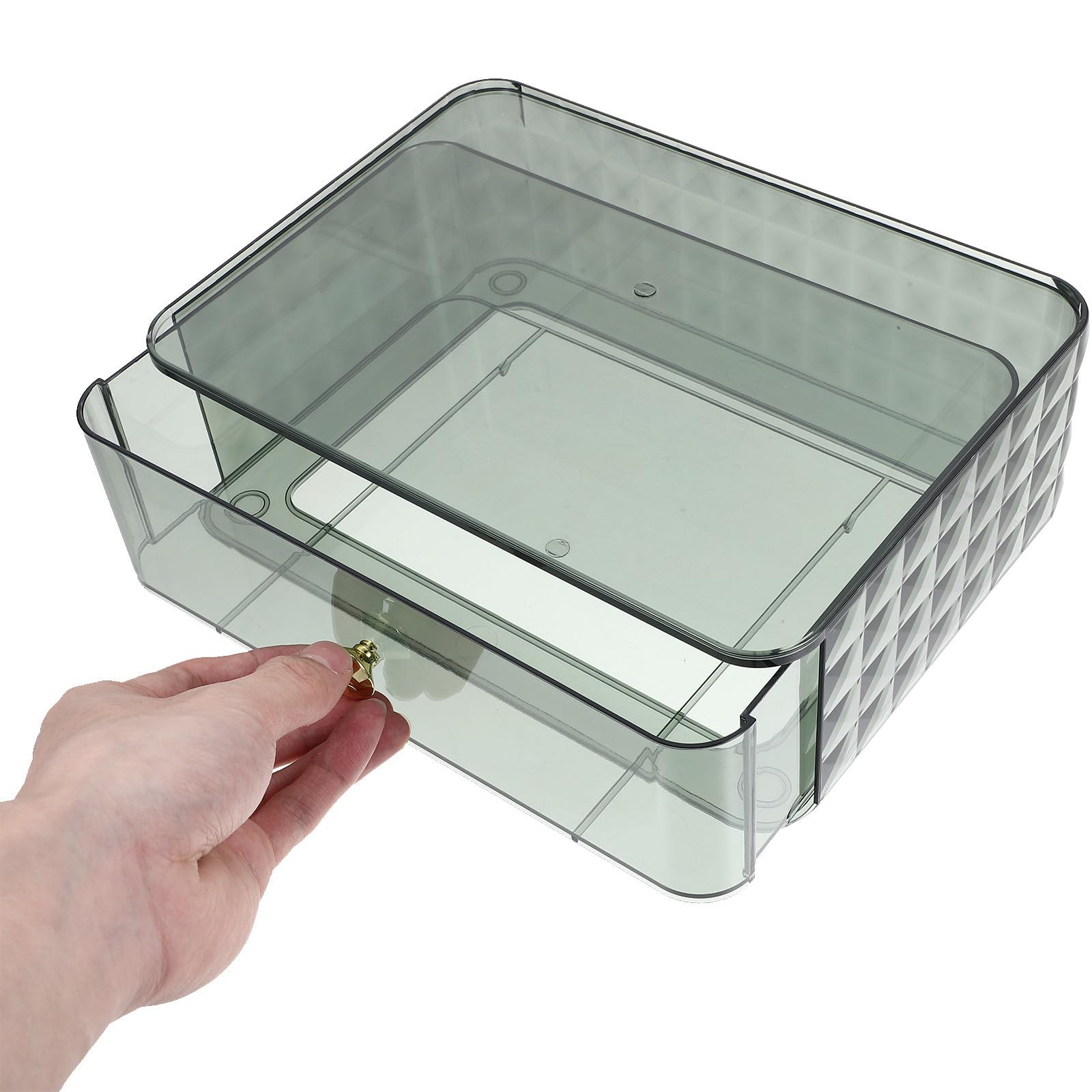 Organizer Trucchi da Cassetto, Box Verde in PET e ABS per Toletta