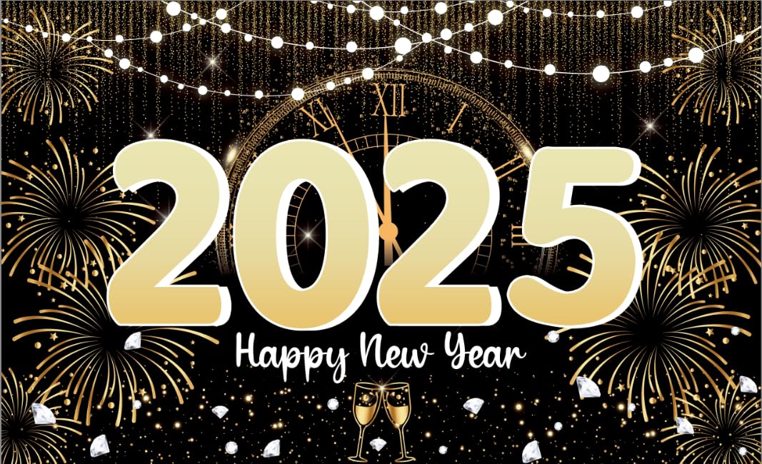 New Year Eve Decorations 2025, Large New Year Background Banner, Happy New Year Party Decorations 2025