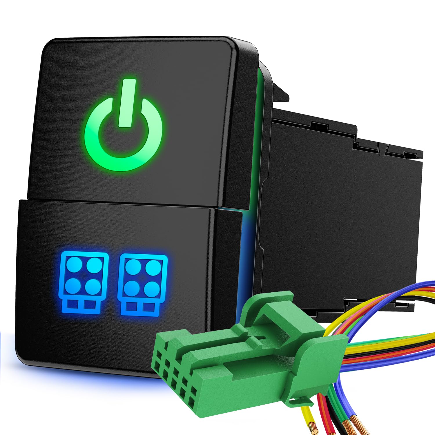 Nilight Power & LED Work Lights Dual Push Button Switch 12V ON Off Switches with Connector Wire Kit 1.28" x 0.87" Replacement for Toyota Sequoia Highlander Tacoma Tundra 4Runner RAVR Yaris