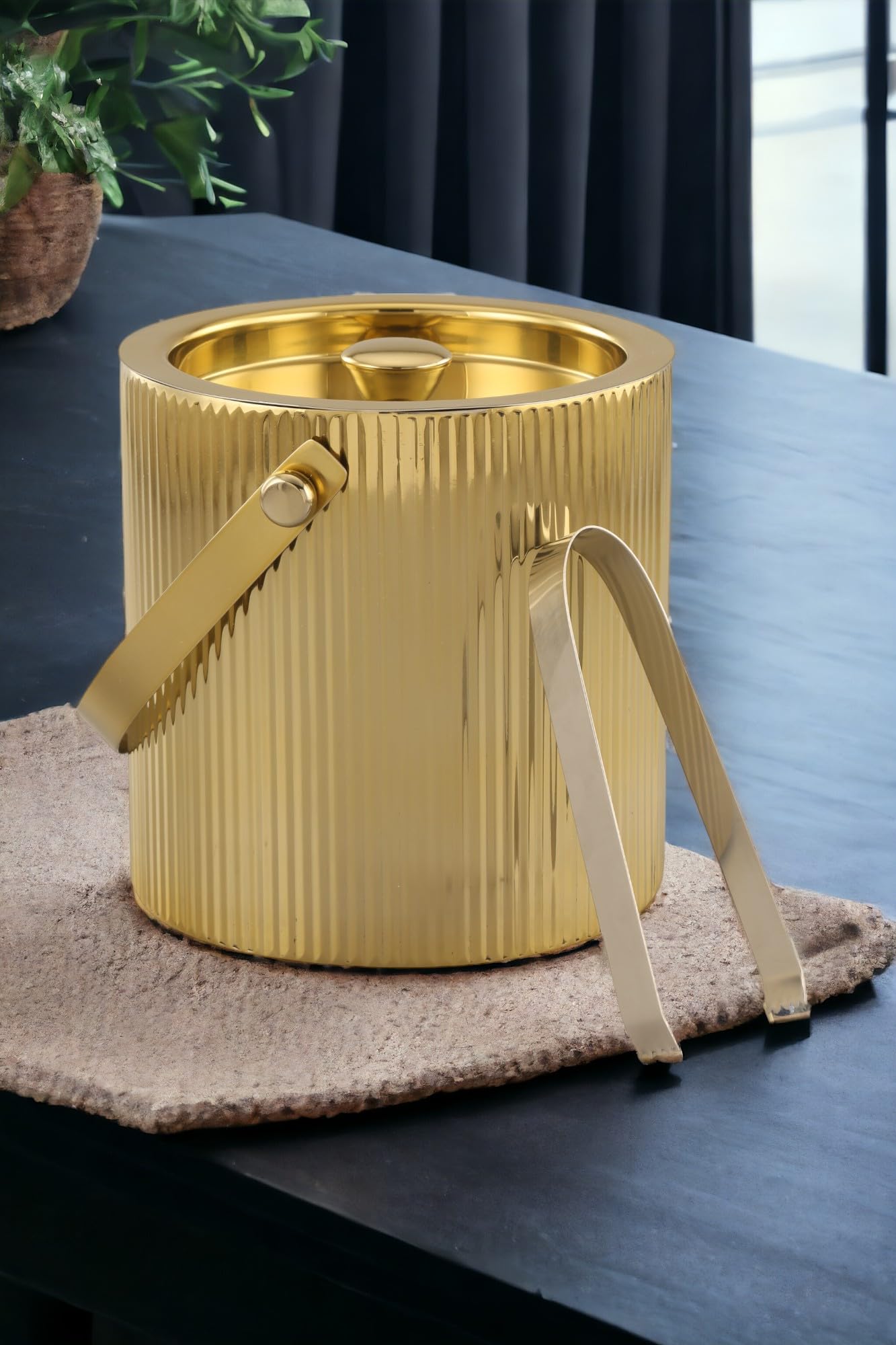 GRD International Vertical Ribs 'Satin Brass' Stainless Steel 'Ice Bucket' Made in India by GRD International 1