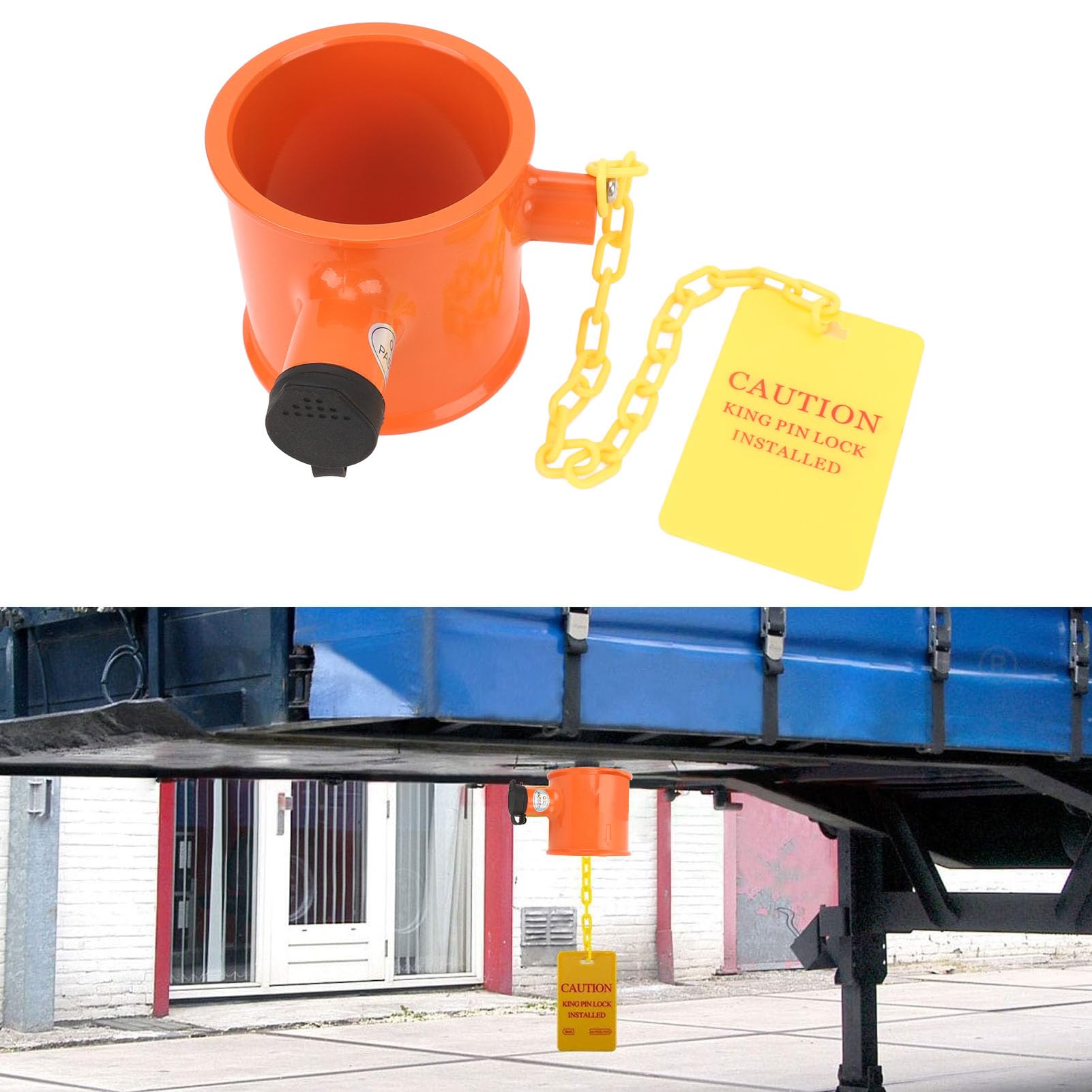 Tbest - Verrou d'attelage de selle de remorque, antivol robuste pour camping-cars, bateaux, camping-cars et semi-remorques, orange