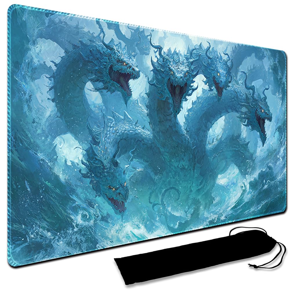 Large Art Gaming Playmat with Carrying bag, Custom Design Card Game Mat for mtg Playmat, Suture the edges,Compatible with Standard Card Sleeves 60CM x 35CM (No Zone,10)