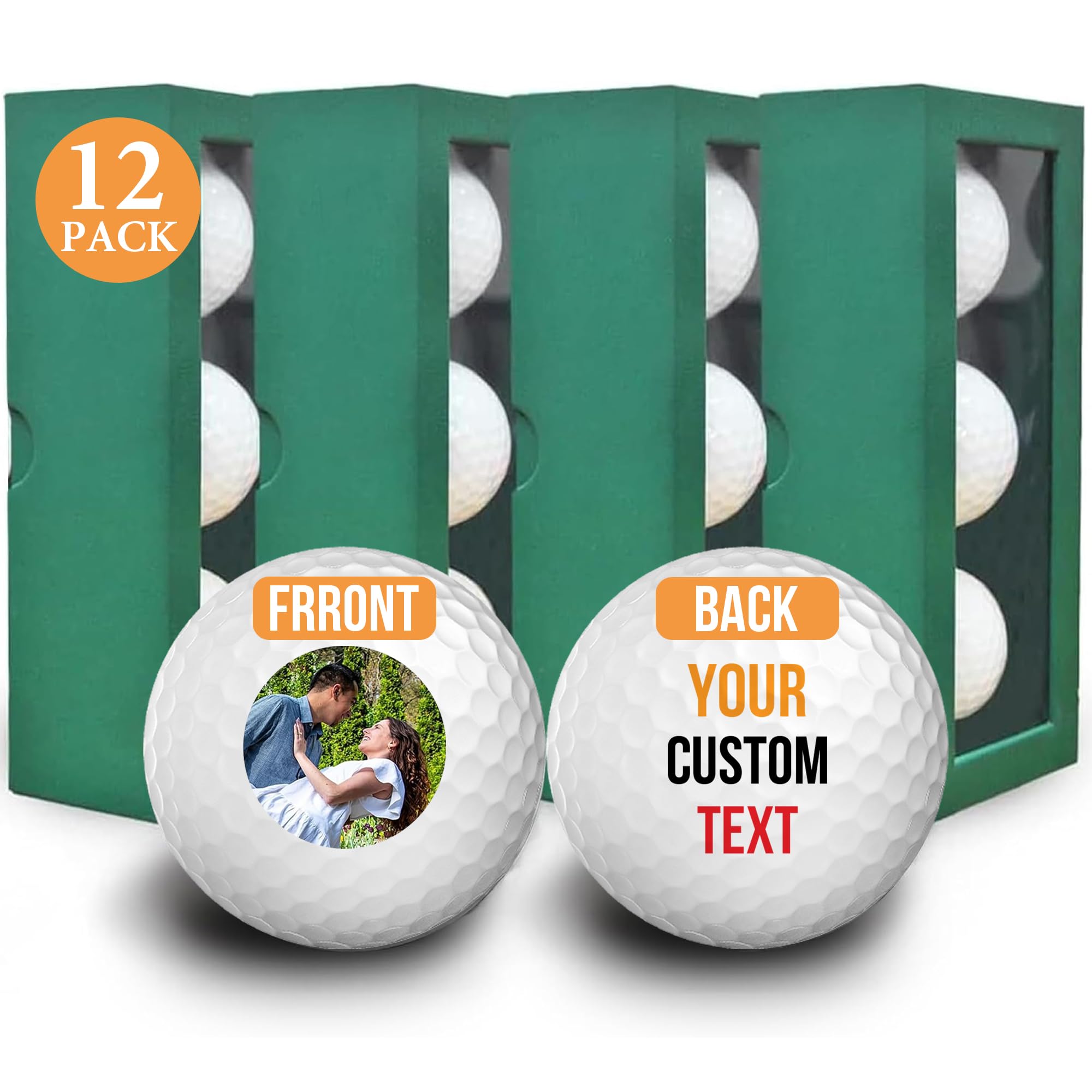 Personalized Golf Balls for Men, Gifts for Men, Custom Text or Logo Image Upload Golf Balls Printed, Fun Gift for Golfers, Guys, New Dads, Brothers, Groomsmen, Retirement, Christmas