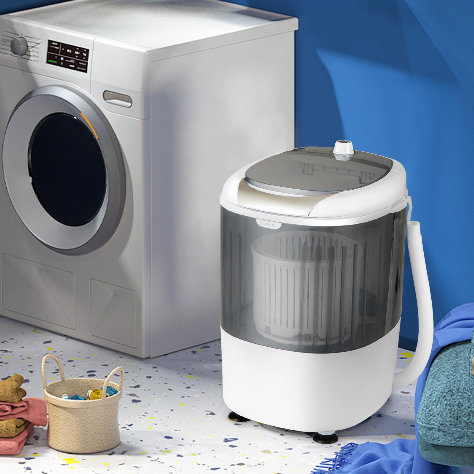 MEDIMALL GX24977-PE Mini lavadora y enlace giratorio 1,8 kg, semiautomática, compacta, para lavandería, apartamento, dormitorio, caravana, lavadora, portátil, capacidad 2,7 kg