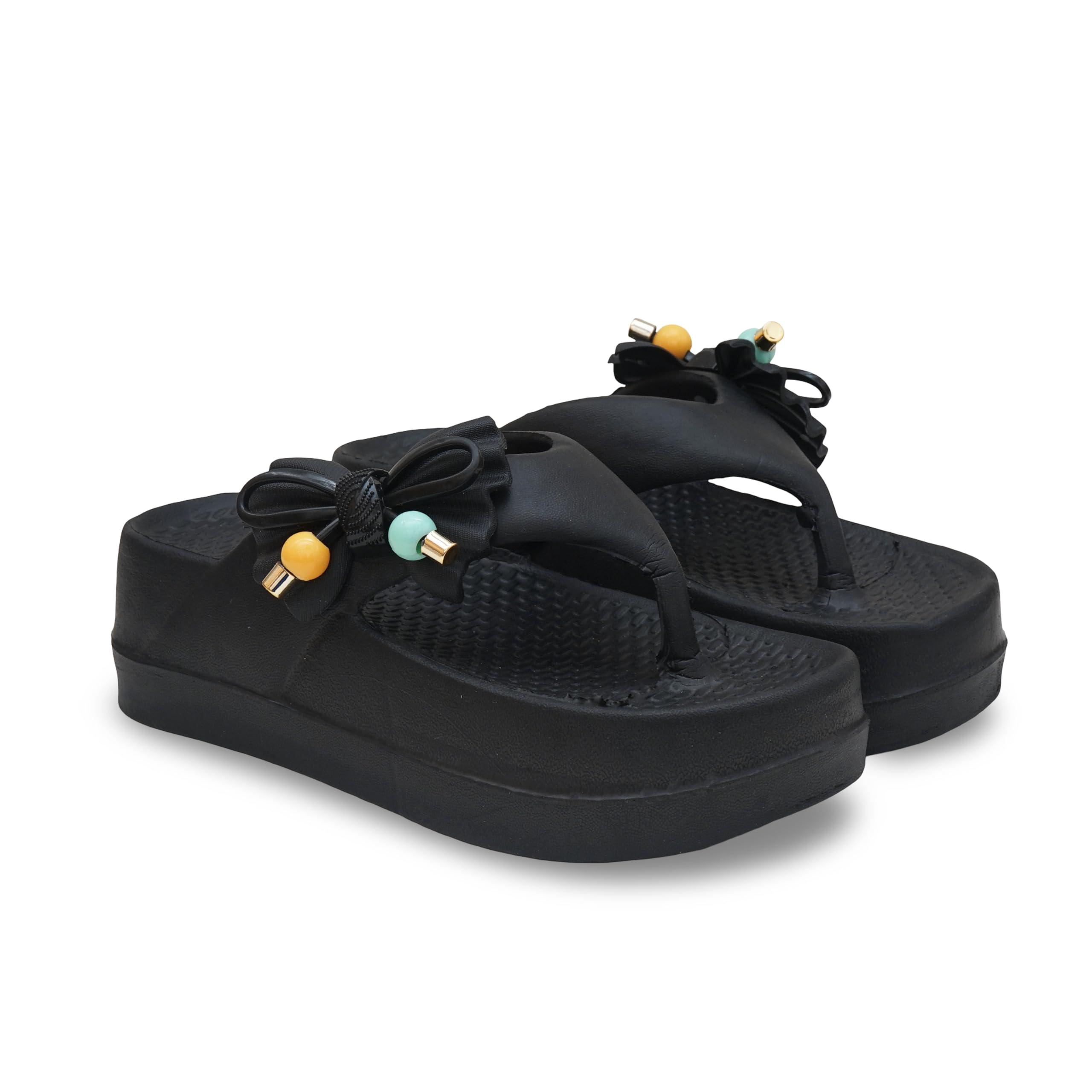 VS-05 (Bow) Adult Women's Platform Flip Flops | Soft Cushioned Cloud Slides with Bow Knot | Lightweight Non-Slip EVA Thong Slippers | Comfortable Wedge Sandals-picture-31