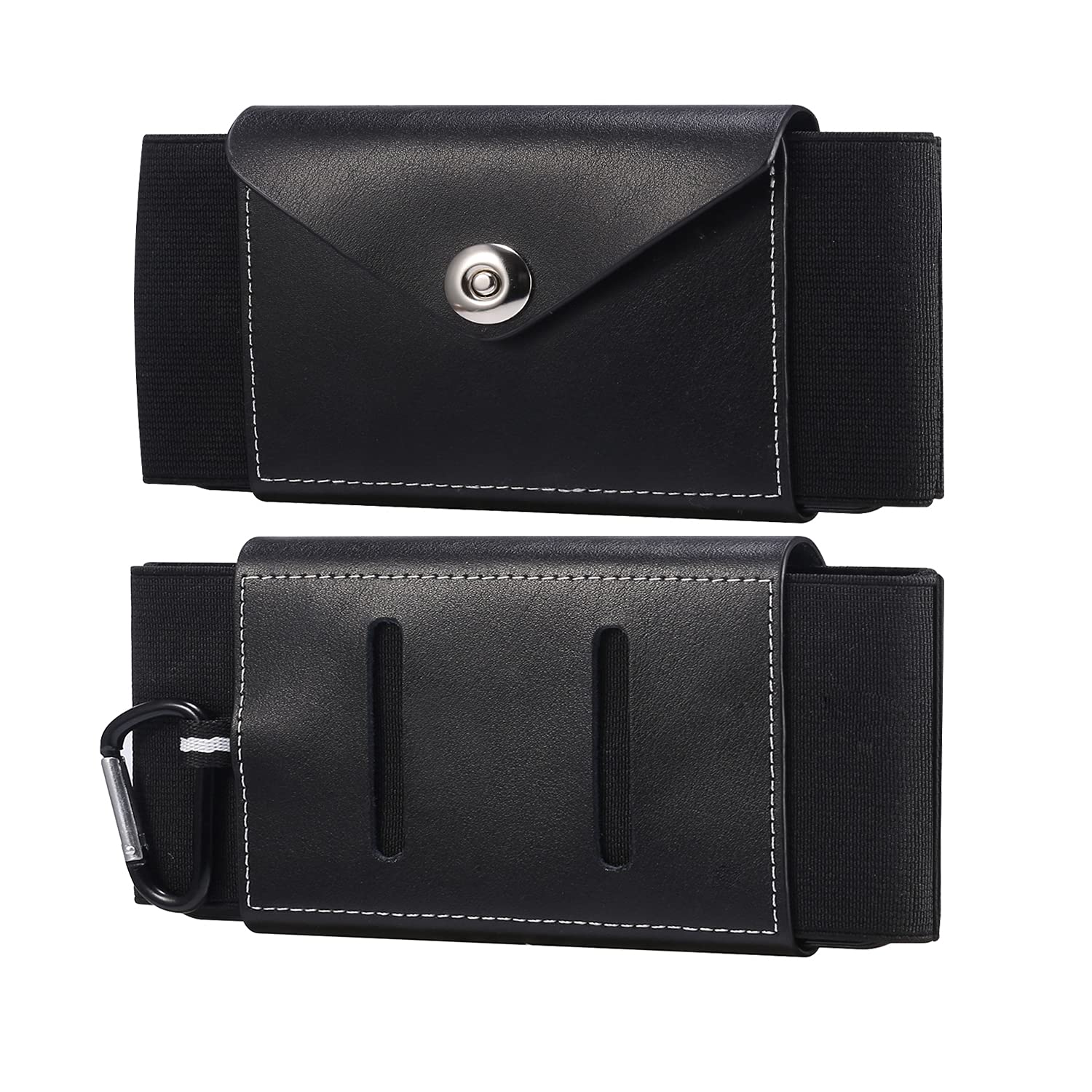 Mens Cell Phone Belt Clip Pouch Leather, Vertical Leather Smartphone Belt Bag Black