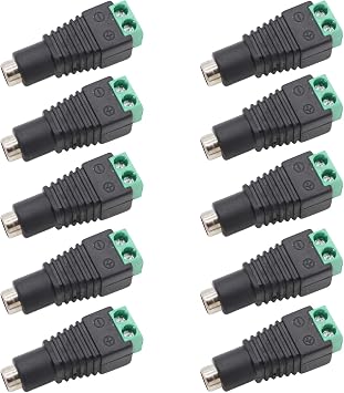 12V DC Plug Adapter 5.5mm x 2.1mm, 10PCS Female DC Power Connector Copper Core 12V 5A no Heat for LED Strip CCTV Security Camera Cable End Plugs