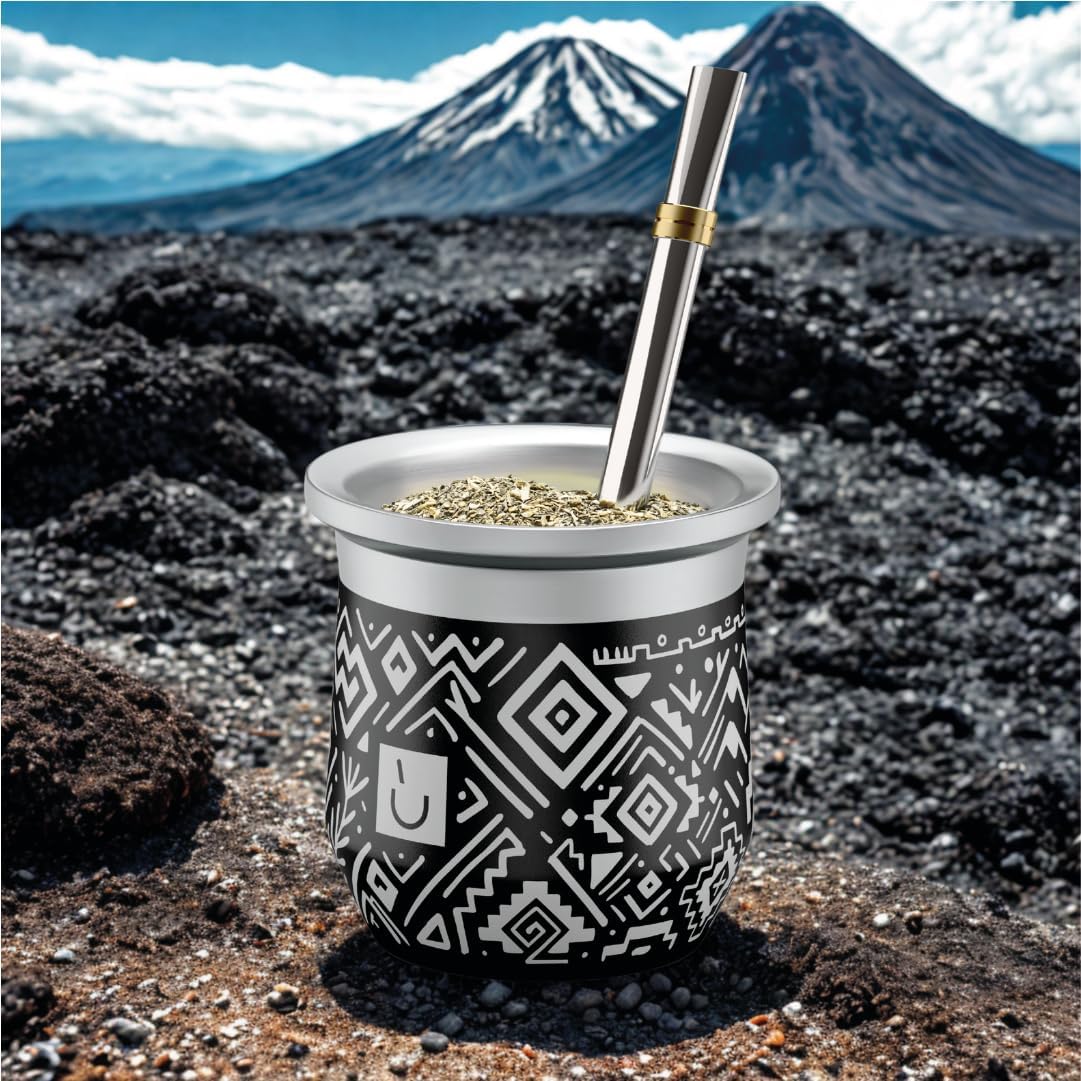 BALIBETOV Yerba Mate Cup – Vacuum Insulated Stainless Steel Gourd with Silicone Cover & Non-Slip Base – Includes 2 Bombillas & Cleaning Brush – Unique Design, Easy to Clean - Image 6