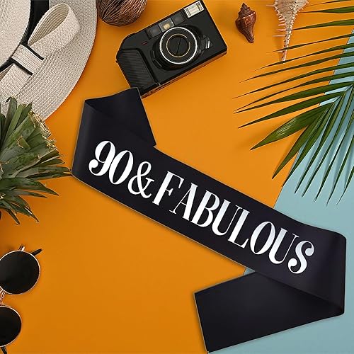 Miniatura 9 de Banda de cumpleaños de 80 y fabulosa, lámina plateada de satén negro del 80 y fabulosa banda de cumpleaños para hombres o mujeres, decoraciones de