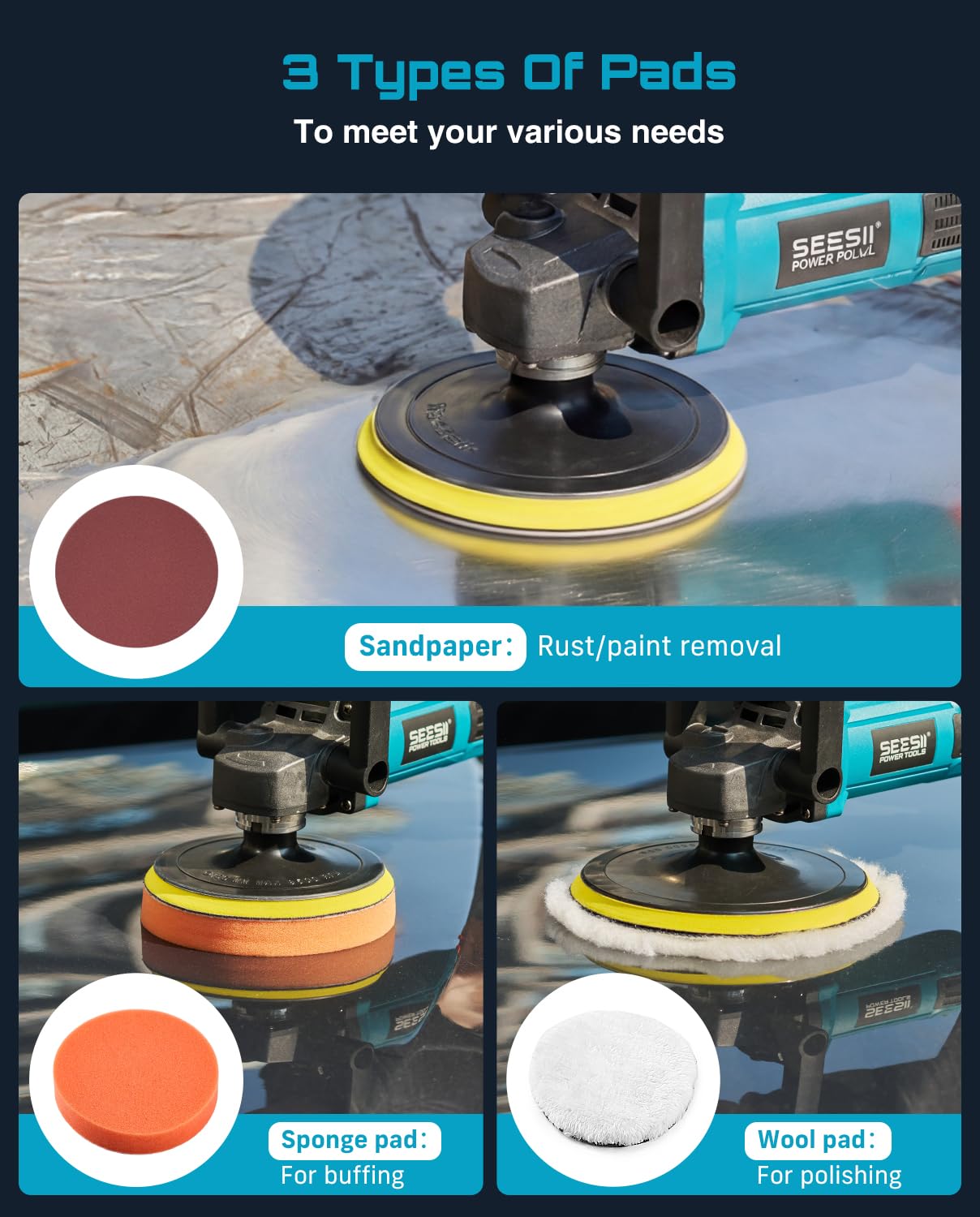 Seesii Car Buffer Polisher - Restore Shine! -7 Seesii Car Buffer Polisher - Restore Shine! -7