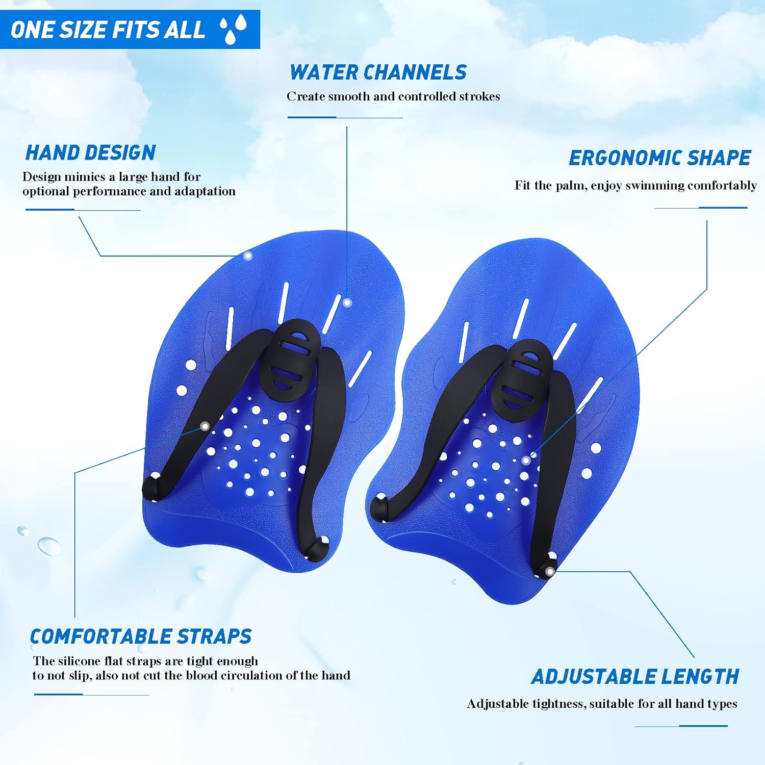 FalinLego Swimming Paddles for Hands, Swimming Training Hand Paddles with Adjustable Straps, Swim Paddles for Adult Children Unisex Professional Swimming Accessories (1 Pair) (Blue) : Sports & Outdoors