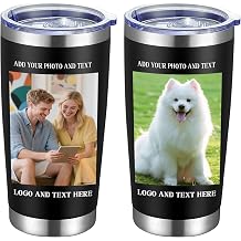 12 Pack Personalized Stainless Steel Tumbler,20oz Custom Water Bottle,Insulated Tumblers with Lids and Straws, Customizable Logo Pictureto, Engraved Termos