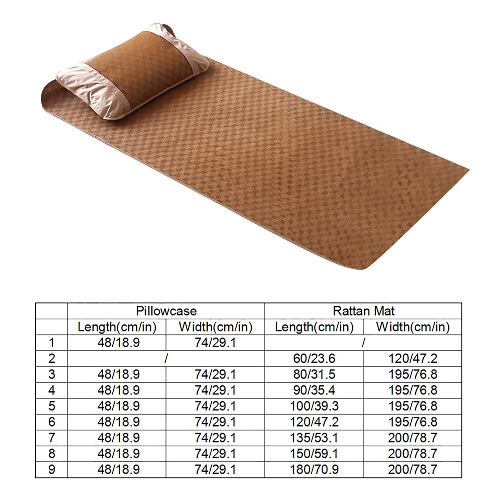 Qcwwy Rattan-Bambusmatte, Bambus-Bettlaken, Rattan-Matte für Bett mit Superelastischem, Festem Band, Umweltfreundlich, Ungiftig, für den Sommer Kühl, Faltbar Ai衍生词:-Bambusmatte, Bambus-Bettlaken,