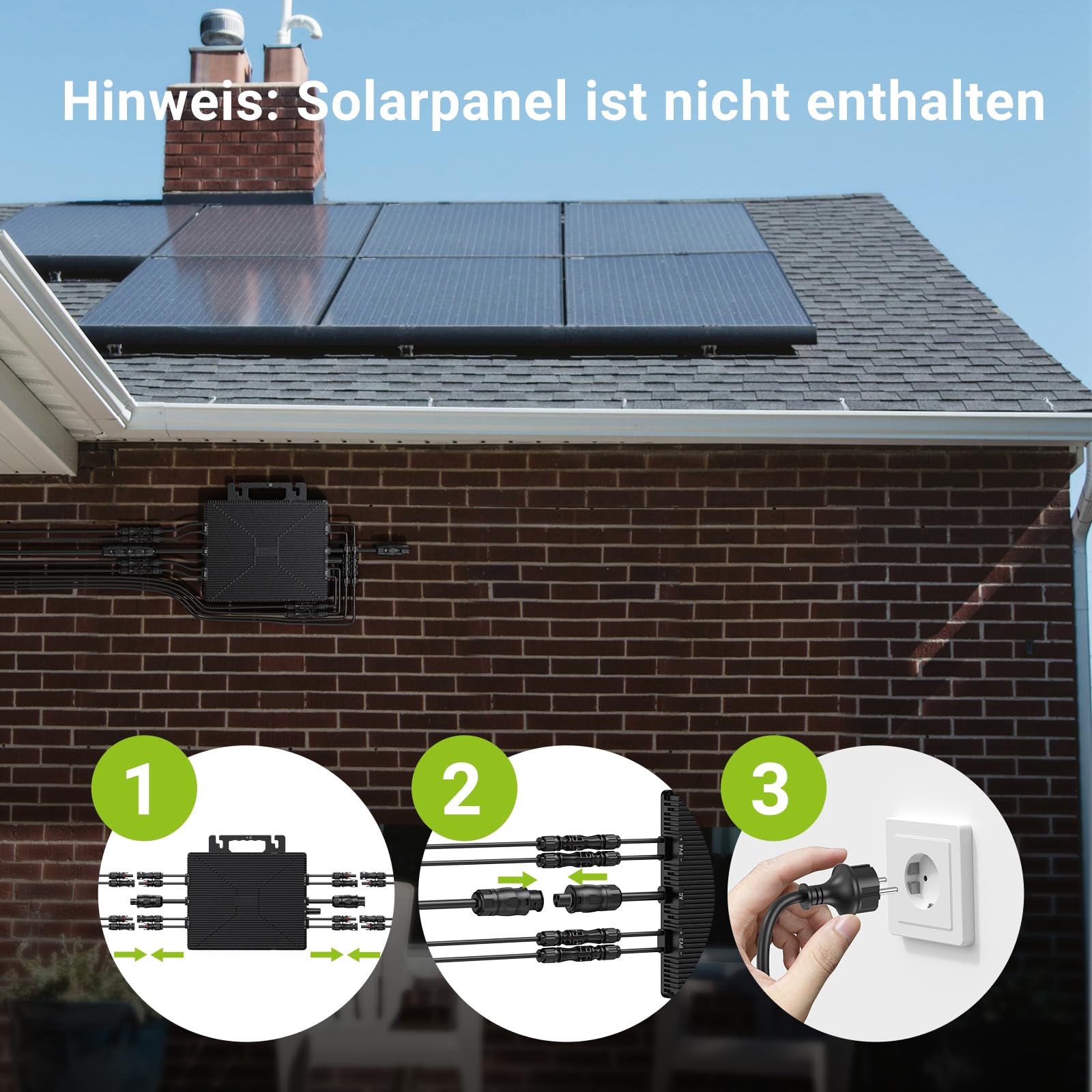 Mikrowechselrichter 2000W, Wechselrichter Balkonkraftwerk mit WLAN, Plug & Play, App Steuerung, 5M AC-Kabel, PV-Wechselrichter, MPPT Integrierter