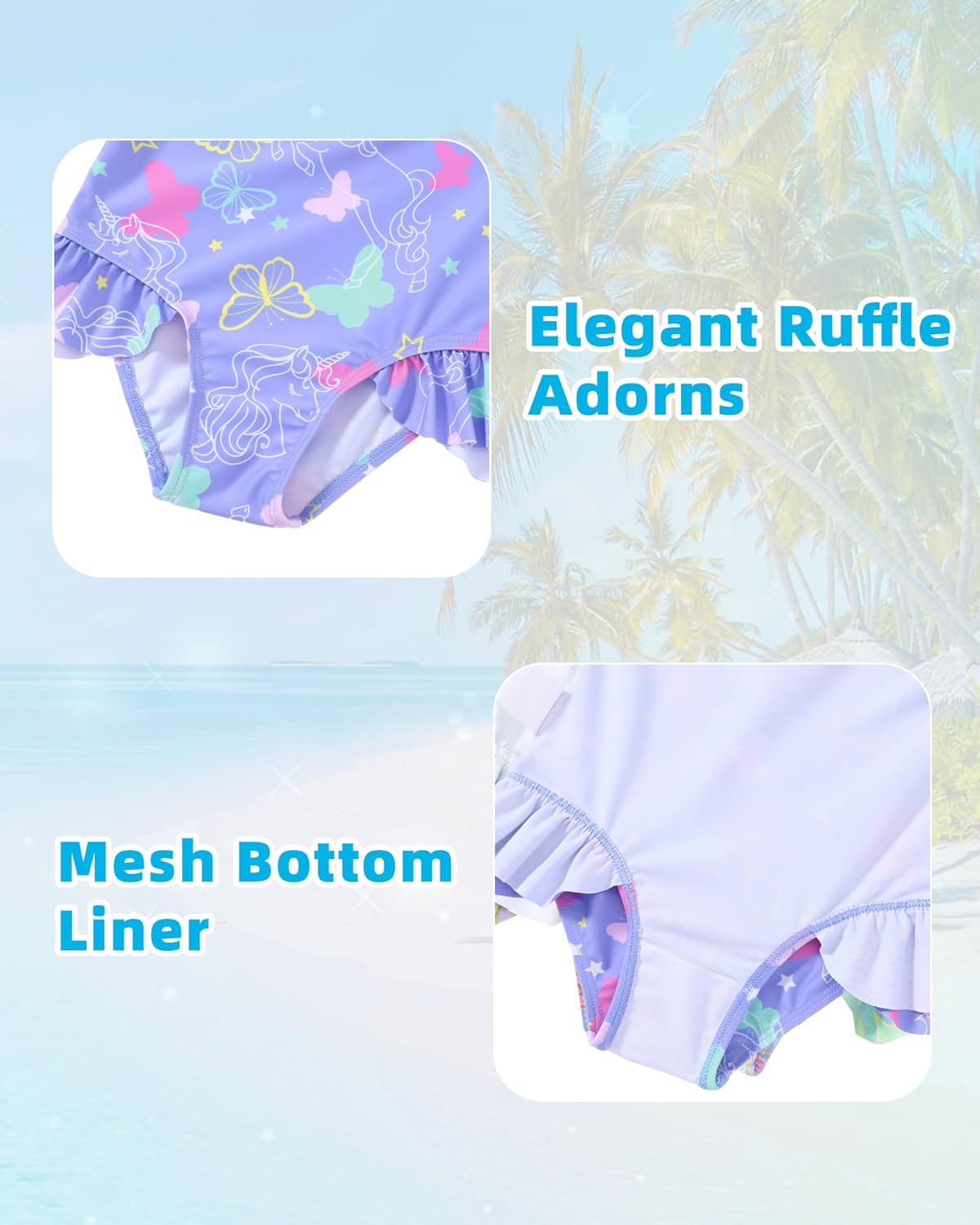 Girls One Piece Swimsuits Long Sleeve Ruffle Zipper Bathing Suit Cute Kids UPF 50+ Rashguard Swimwear 1-6 Years - Image 4