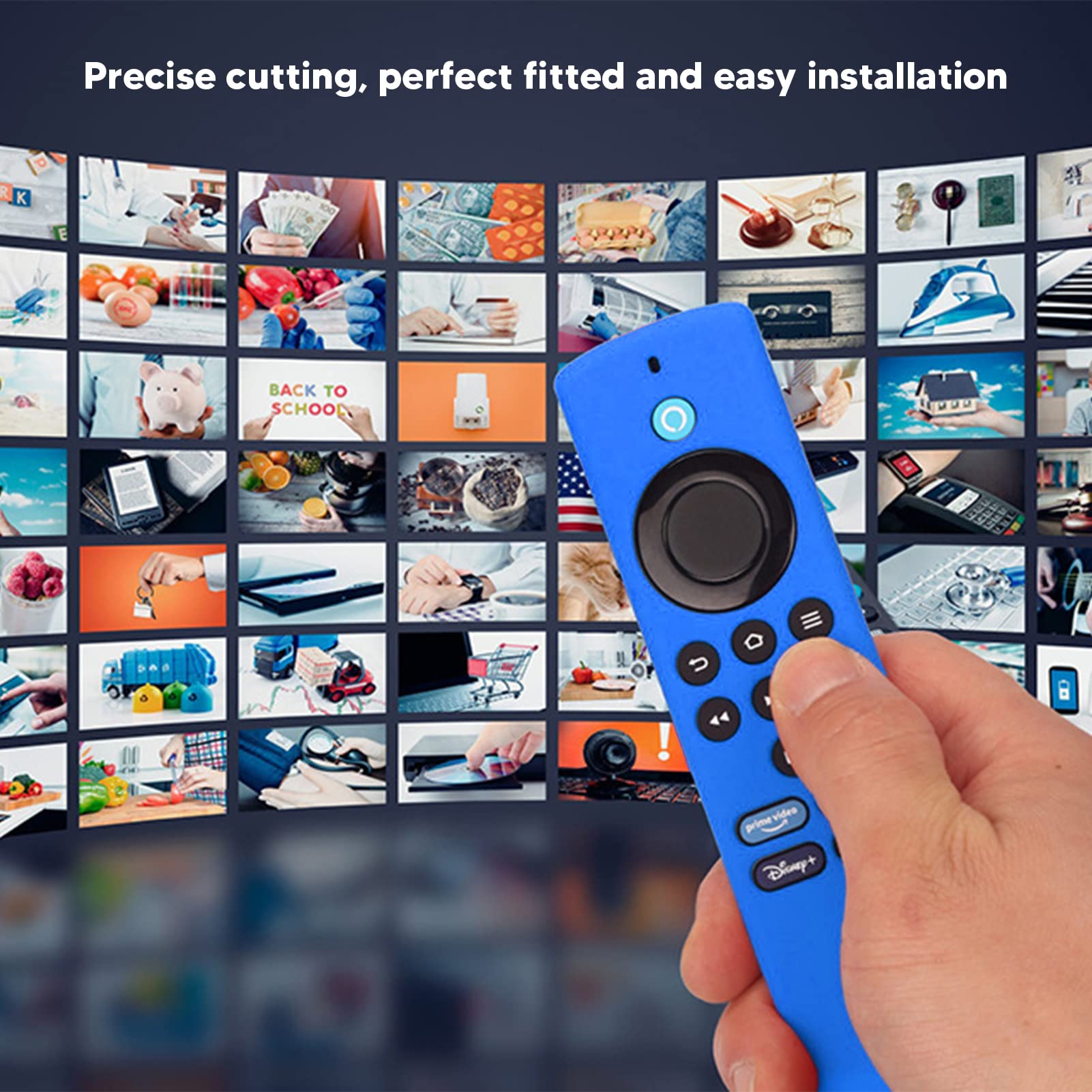 Funda Protectora para Mando a Distancia, Funda para Mando a Distancia con Correa de Mano, Fundas Antideslizantes de Silicona a Prueba de Golpes para Mando a Distancia Fire TV Stick Lite(Azul)