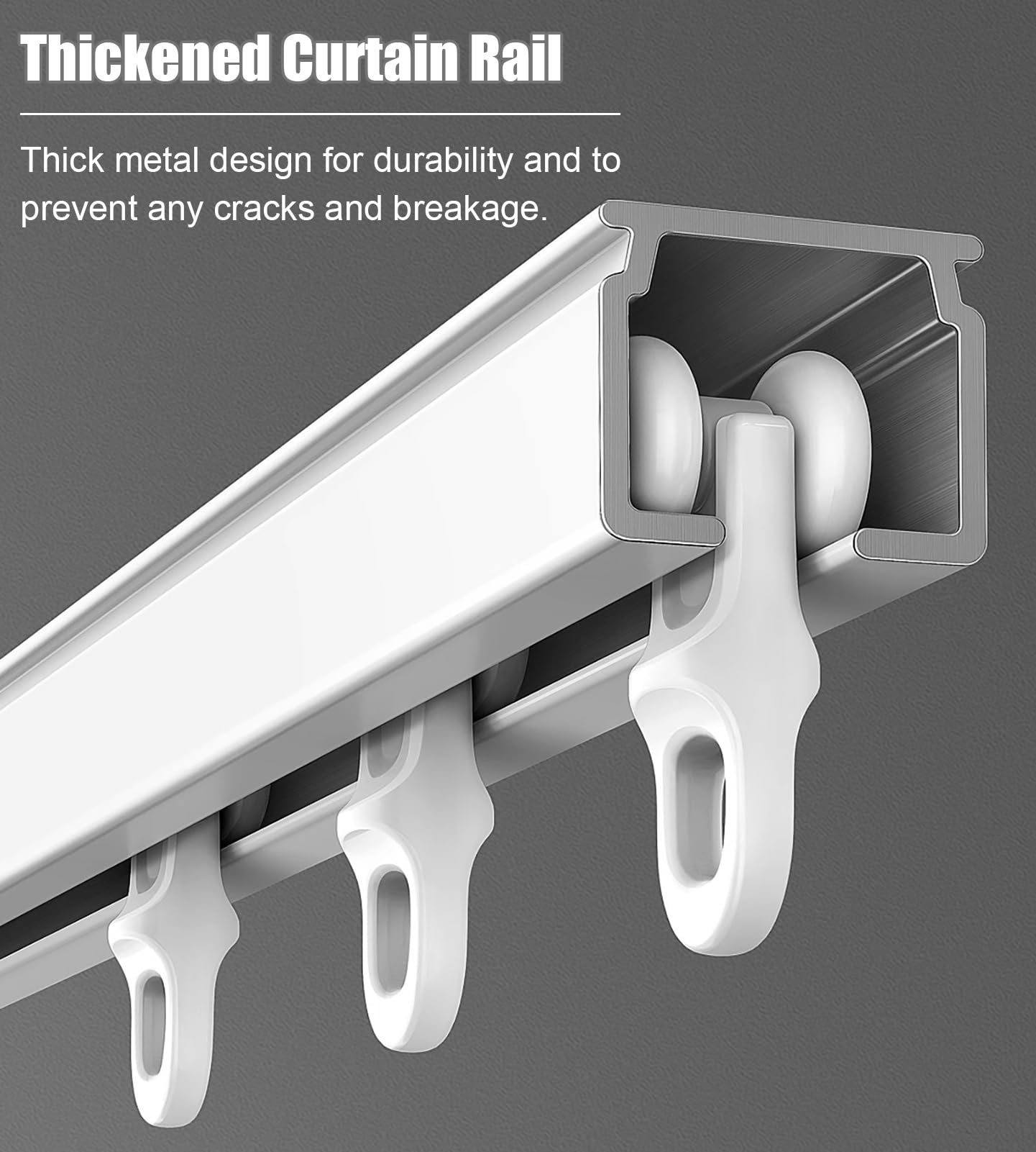 Adjuble Chowany system szyn An - aluminiowy drążek przesuwny do montażu na suficie/ścianie, biała ścianka działowa do kampera/szpitala, Exte 1,15-2,1 m / 3.8-6.9ft
