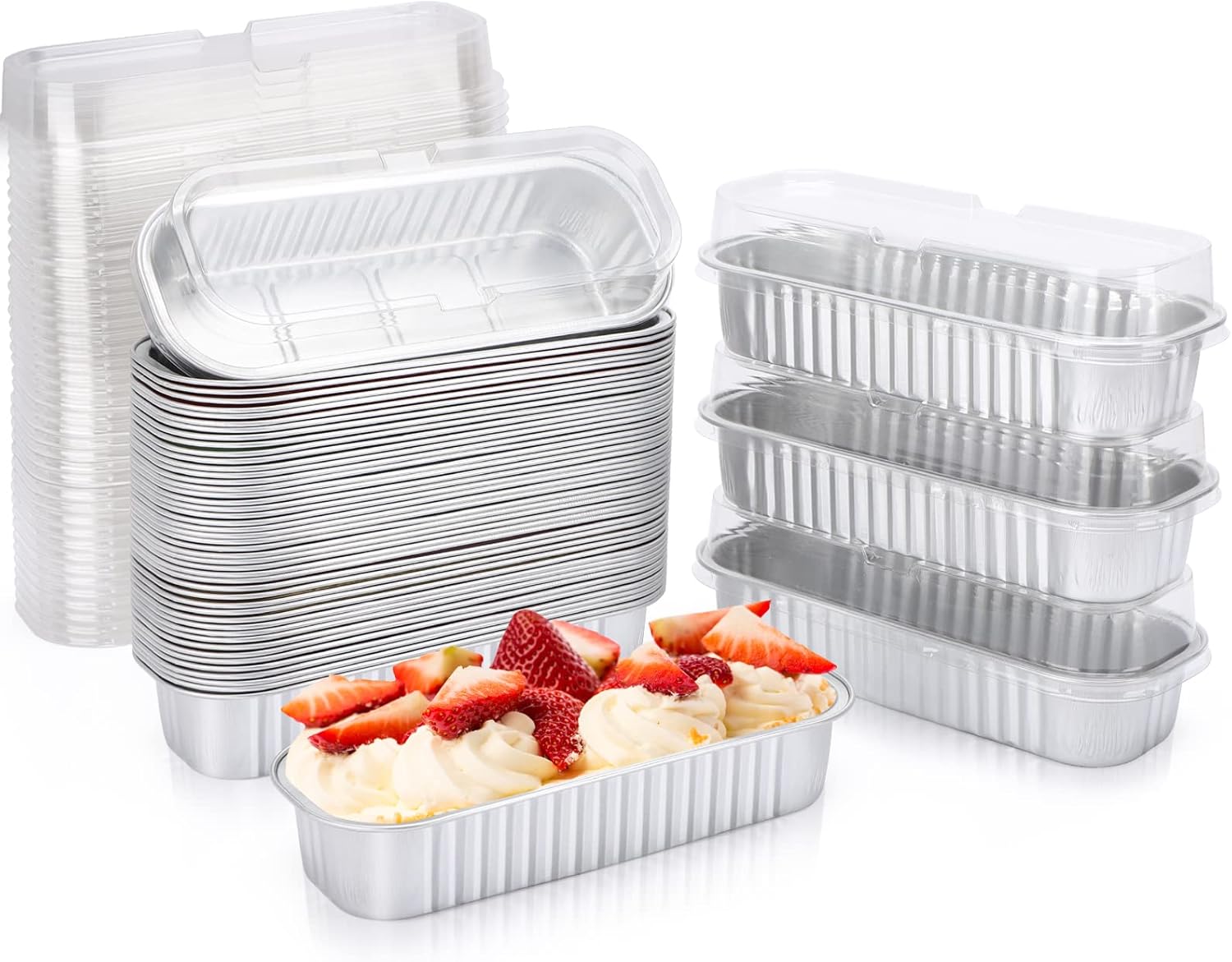 Suice Disposable Ramekins with Lids 6.5"x2.5"x1.2", 50pcs