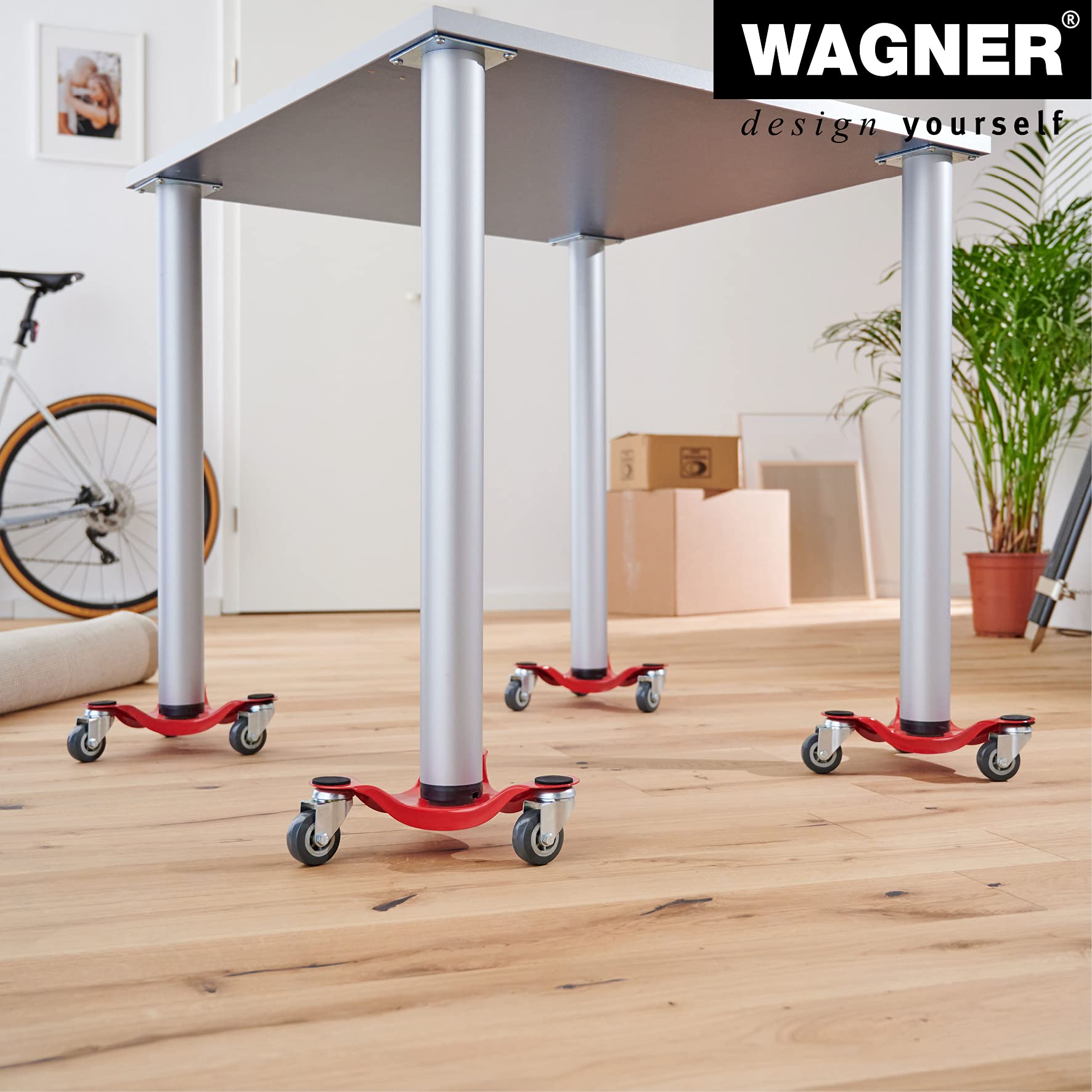 WAGNER Carrello da trasporto MM 1196 I 25 x 25 cm I con 3 ruote I cuscinetti antiscivolo - ideale per carichi voluminosi e traslochi I portata100 kg I protegge il pavimento| uso flessibile - 20119601