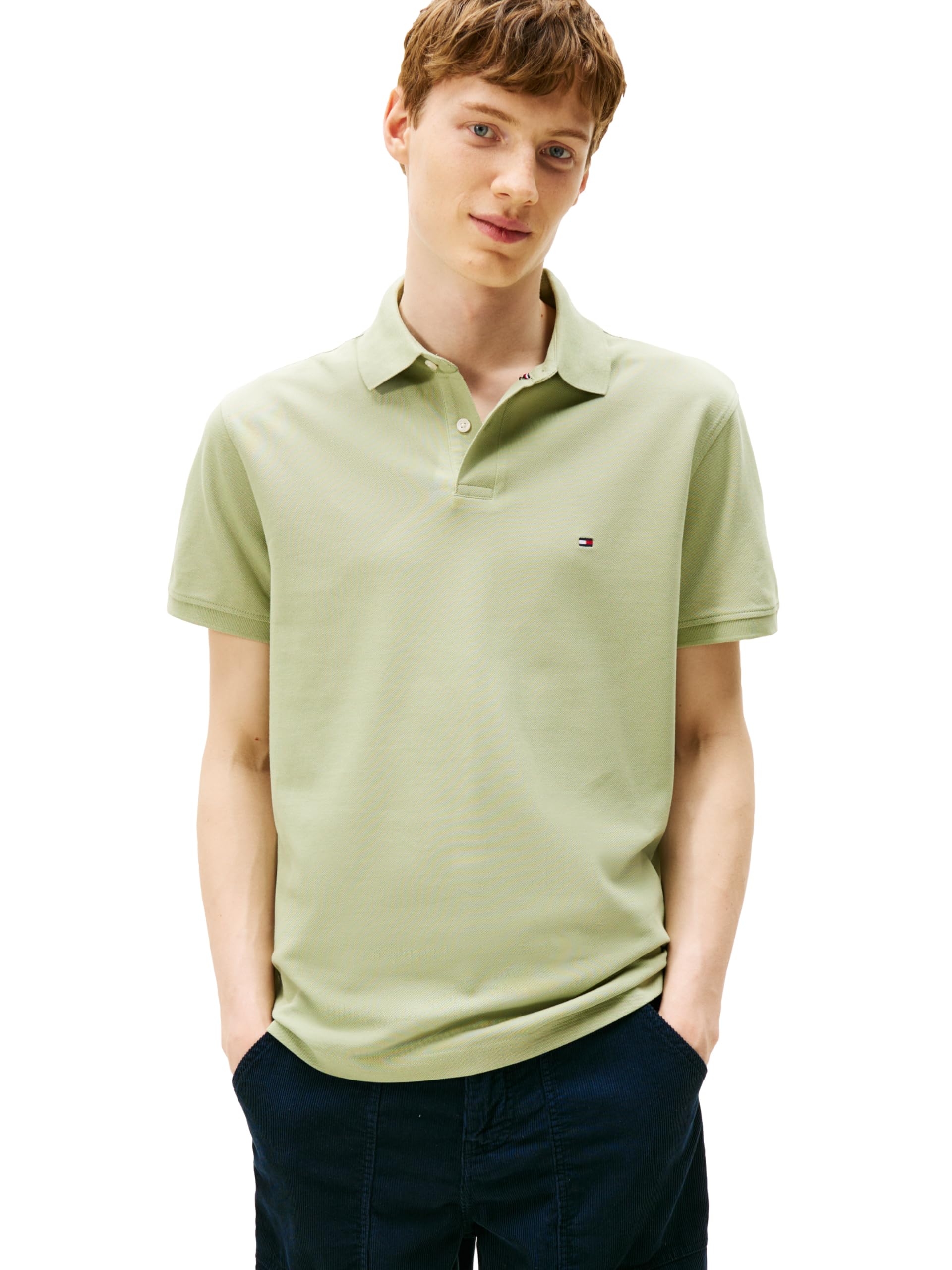 Tommy Hilfiger Men's Short Sleeve Polo Shirts in Classic Fit with Stretch and Organic Pique Cotton