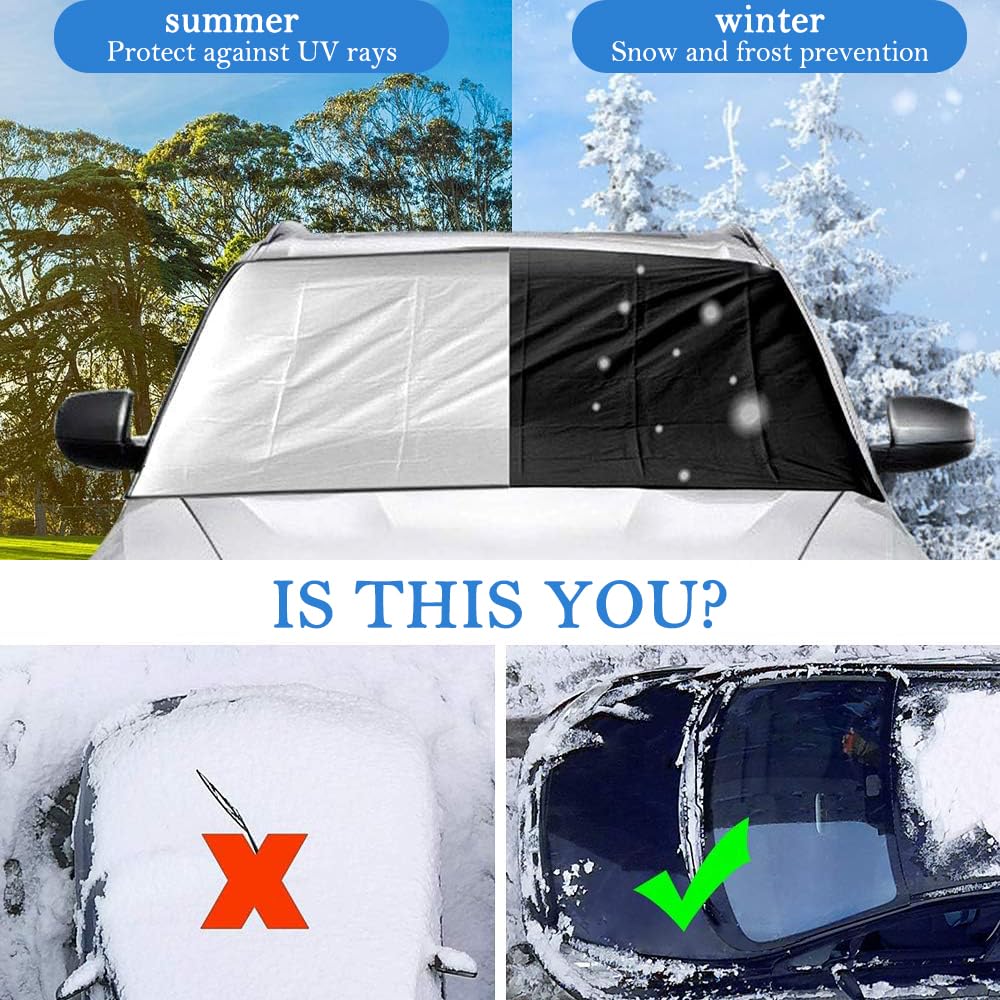 Copri Parabrezza Auto Antigelo con Magnete 206x116cm Protezione Neve Gelo Ghiaccio Anti UV Polvere