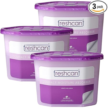 freshcant Moisture Absorber by CILICAnT | Dehumidifier for Drawers and Storage Bed | Protect against Moisture, Mold, Fungus & Bad Odor | Refresh Every Place | Lavender Pack of 3