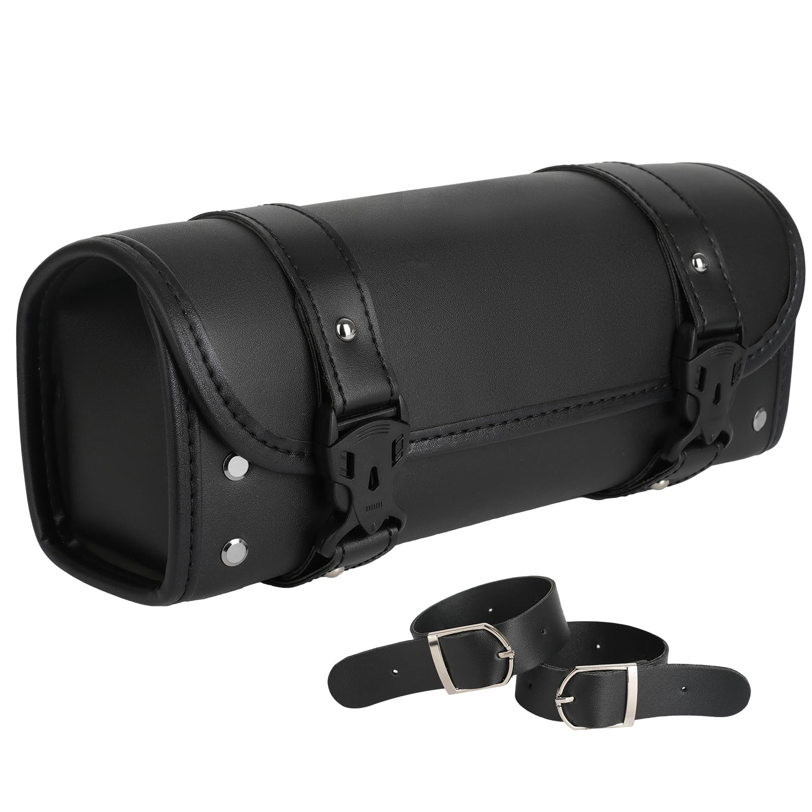 RAYSARK Motorcycle Saddlebag Vintage Leather Side Bag with Quick Release Buckles 2 Adjustable Shoulder Straps Front Fork Bag Motorcycle