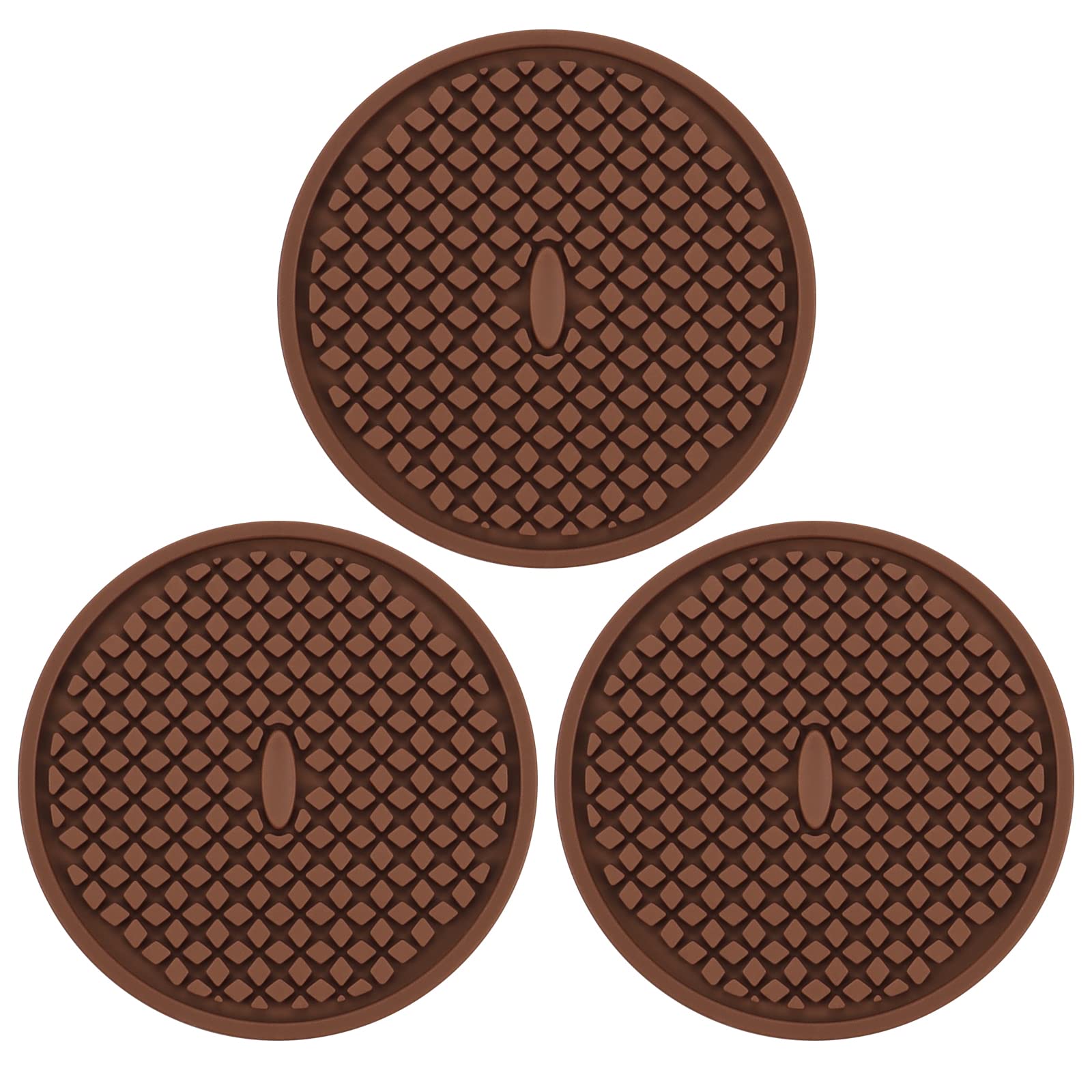 3 Pack Silicone Coasters for Drinks, Thickened Coaster with Deep Tray Grooved Design Cup Mat, Washable Heat Resistant Durable Non-Slip Coasters for