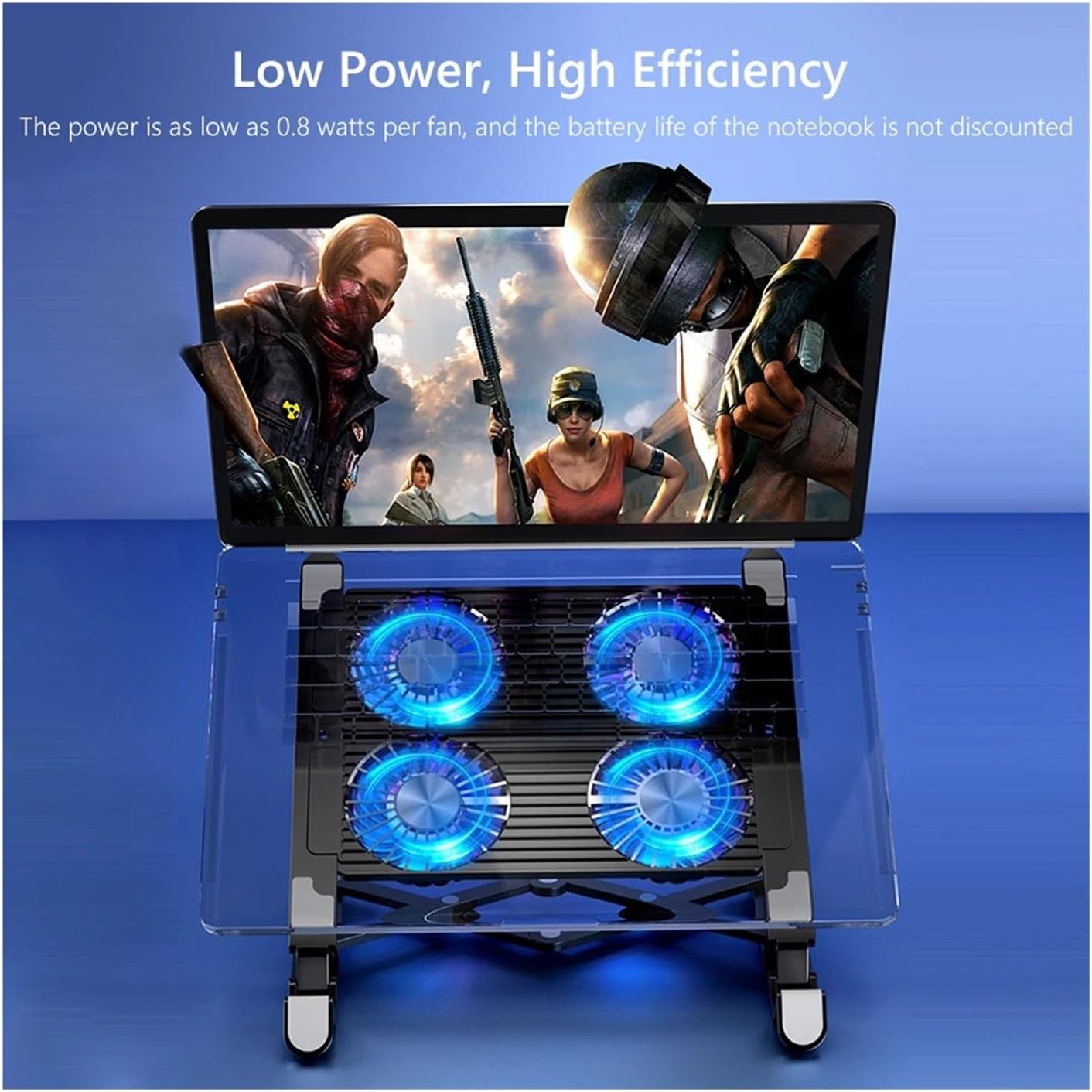 Silent Fan Laptop Cooler Pad Height Adjustable Notebook Stand for 11-17.3 Inch(4 Fan Black)