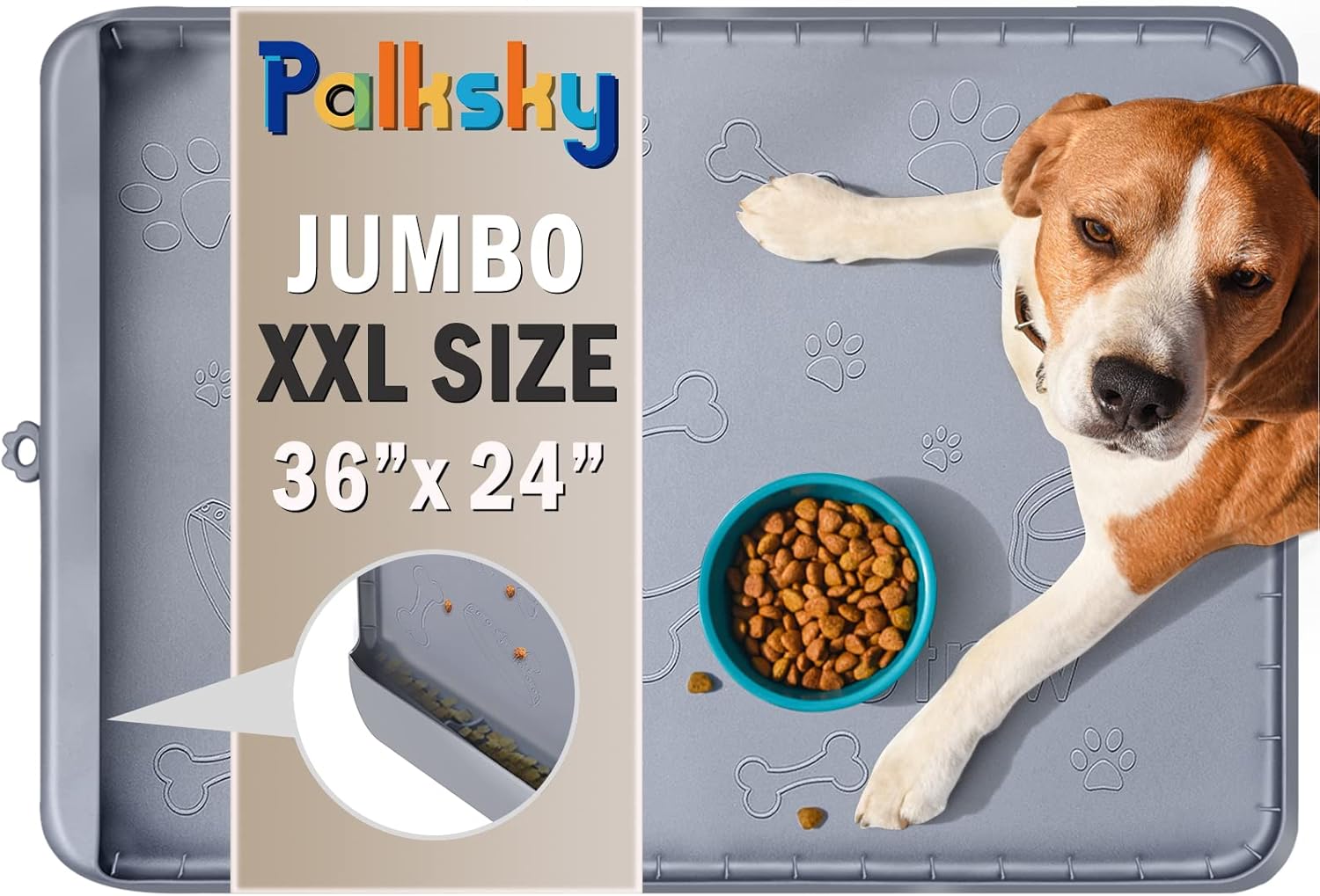Silicone Dog Food Mat Large 36"x24" Dog Mat with Pocket