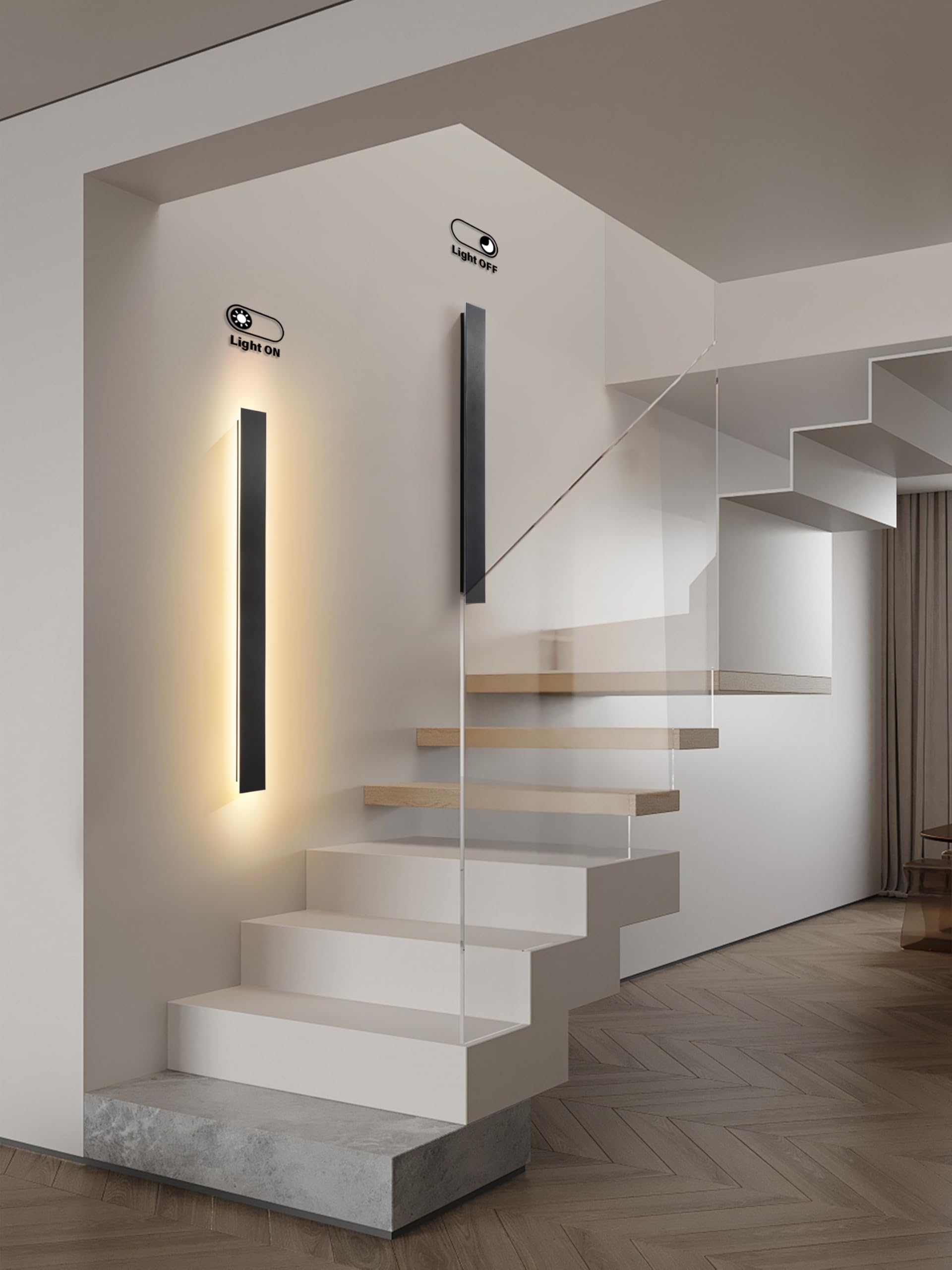 100CM LED Wandleuchte Aussen Lange Wandlampe Schwarz Ip65 3000K | Außenleuchte Außenwandleuchten Hauswand Wasserdicht Outdoor Wand Lampe Terrasse Gärten, Villa , Warmes Licht Anthrazit Innen