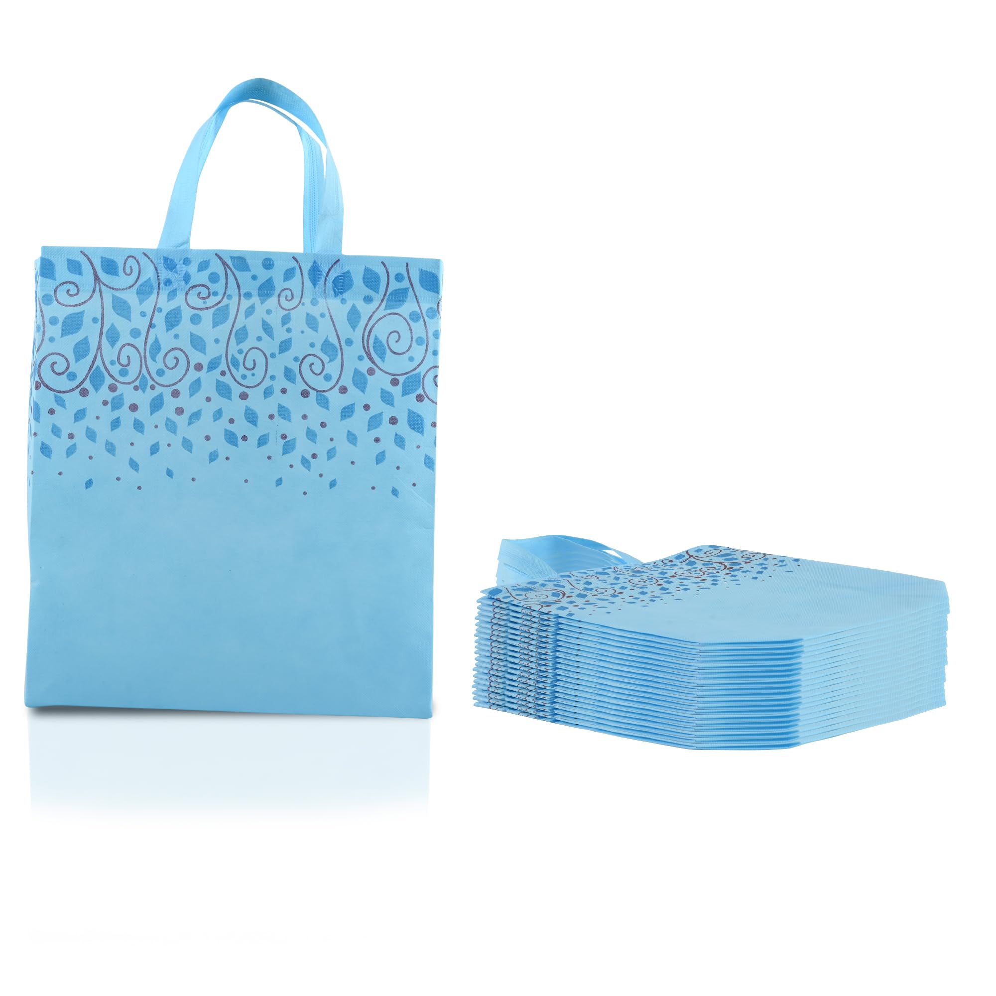 Kuber Industries Pack of 20 Shopping Bags | Non-Woven Grocery Handbags | Reusable Shopping Bags for Grocery-Vegetables | Multi-Purpose Shopping Bags | Carry Bags | Top Leaf | Large | Sky Blue