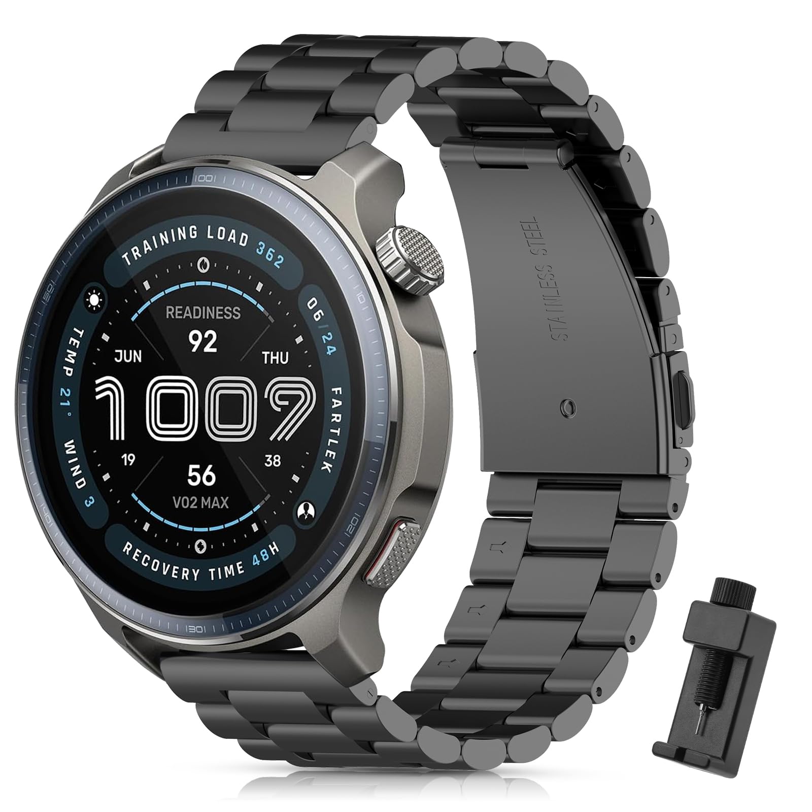 Metal Strap Compatible with Amazfit Balance/Balance 2/Bip 6/Bip 5/Cheetah/Cheetah Pro, Adjustable Stainless Steel Replacement Bracelet for Smartwatch.(No Host)