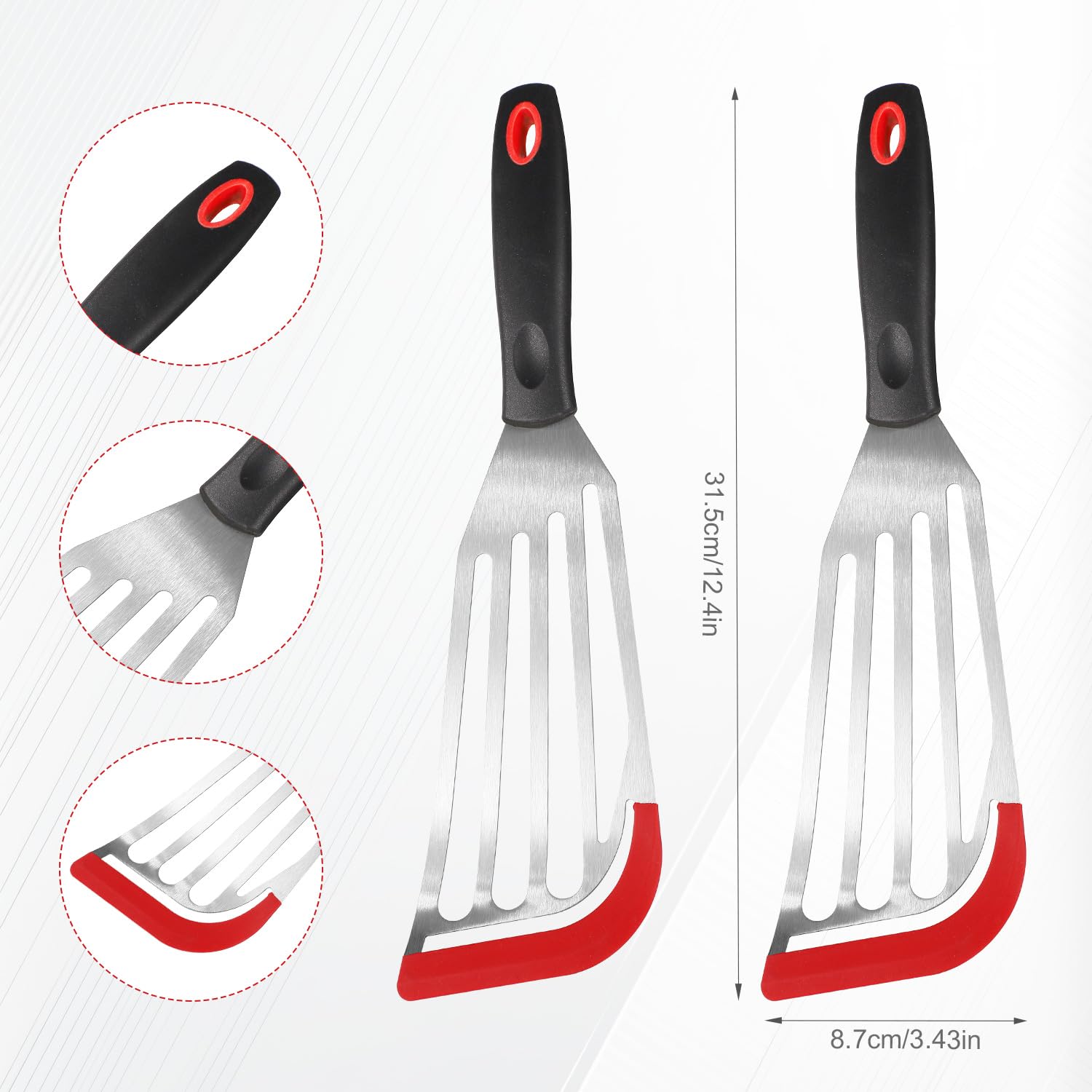 Silikon-Fischwender-Set – 2 Spatel (31,2 Cm & 26,9 Cm), Hitzebeständig Bis 315°C, Schonend Für Antihaft-Pfannen